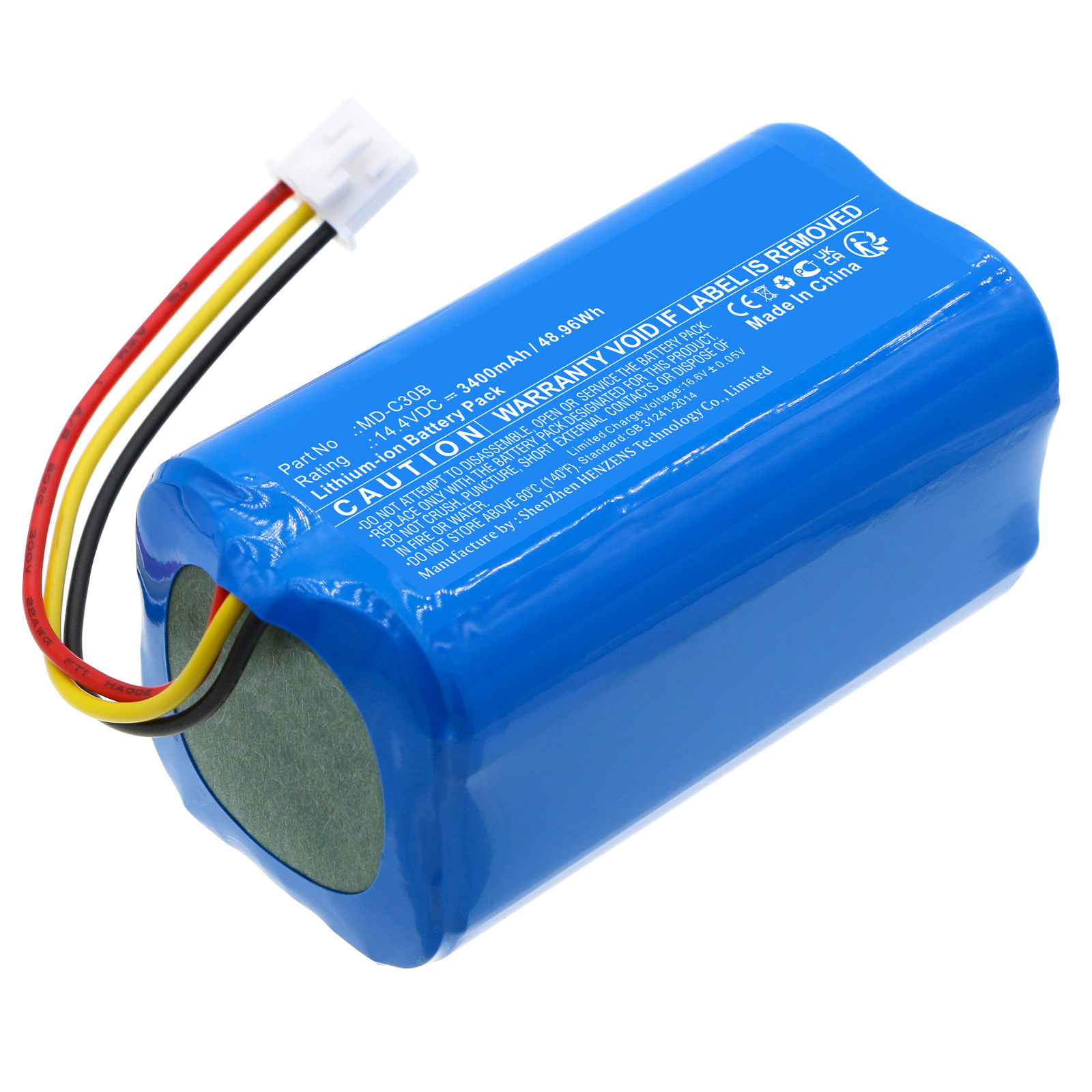 Synergy Digital Vacuum Cleaner Battery, Compatible with Liectroux MD-C30B Vacuum Cleaner Battery (Li-ion, 14.4V, 3400mAh)