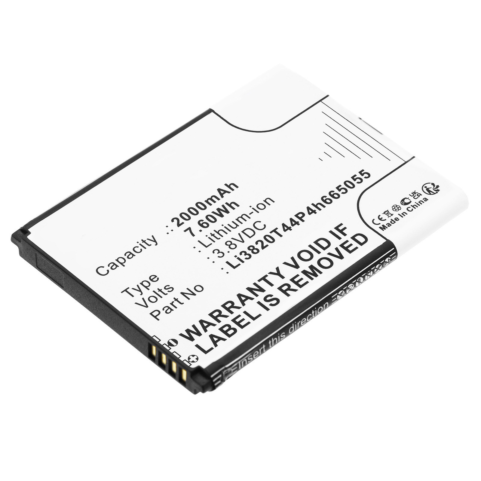 Synergy Digital Wifi Hotspot Battery, Compatible with ZTE Li3820T44P4h665055 Wifi Hotspot Battery (Li-ion, 3.8V, 2000mAh)