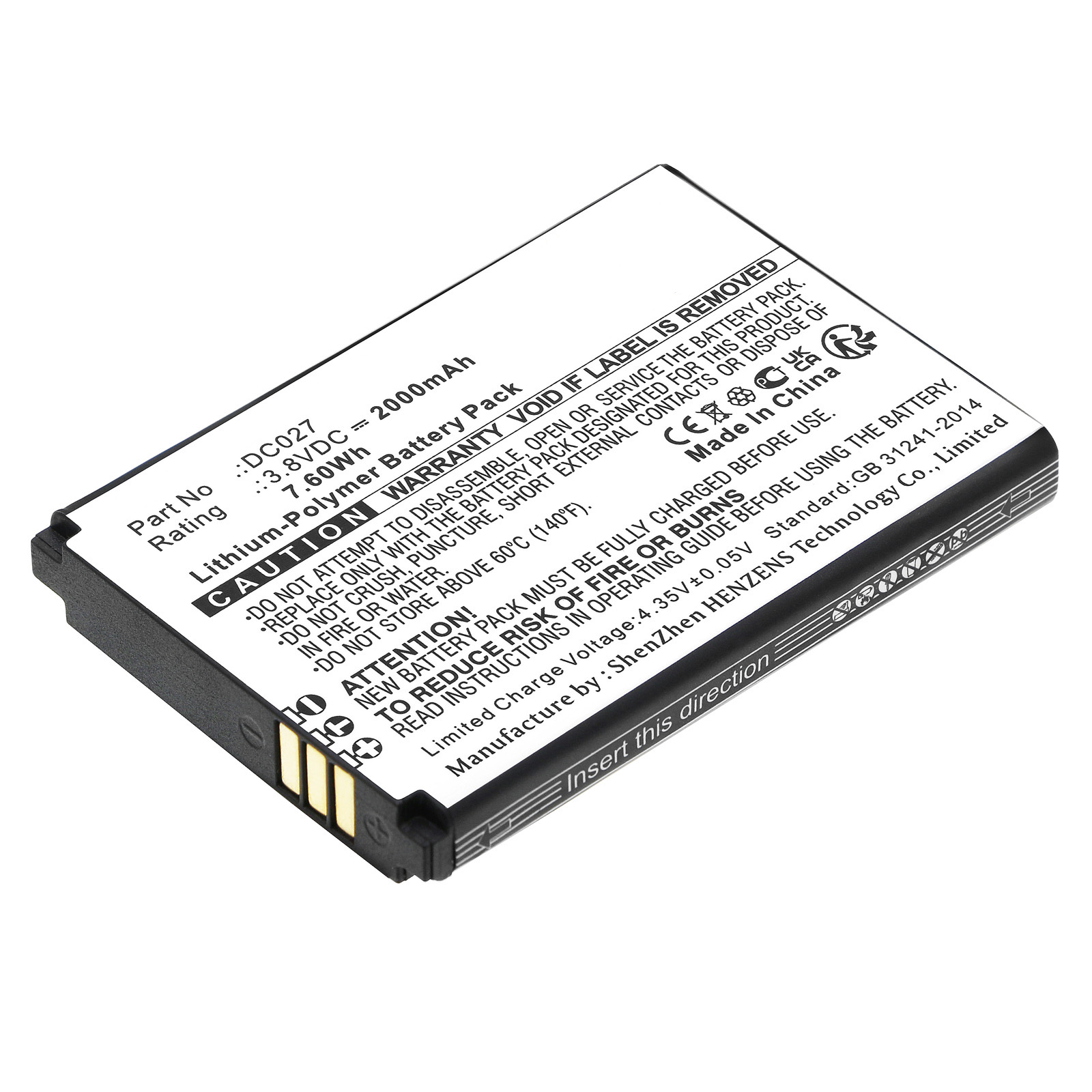 Synergy Digital Wifi Hotspot Battery, Compatible with Xiaomi DC027 Wifi Hotspot Battery (Li-Pol, 3.8V, 2000mAh)
