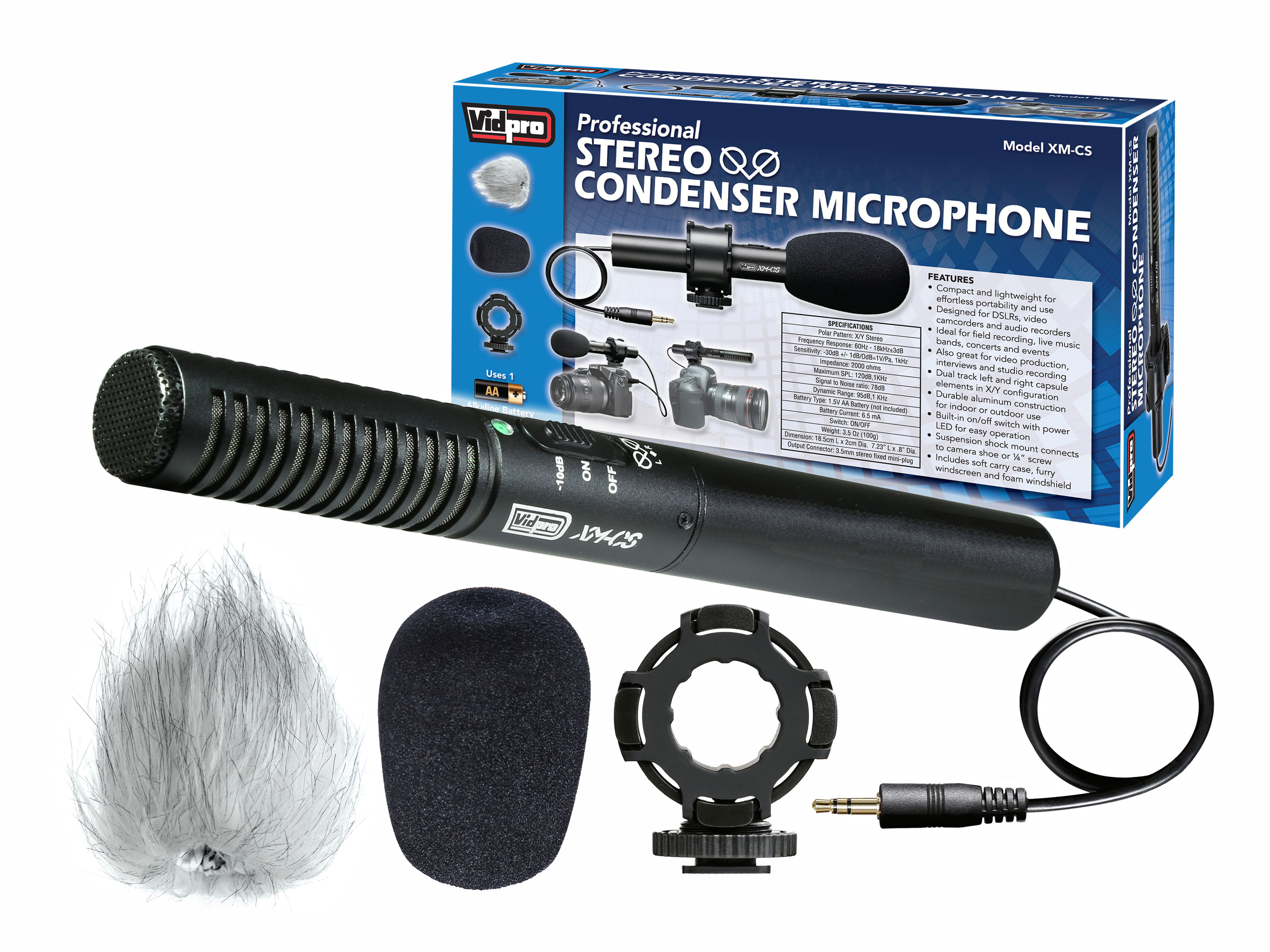 Vidpro XM-CS Condenser Stereo XY Microphone Kit  for DSLRs, video camcorders and audio recorders