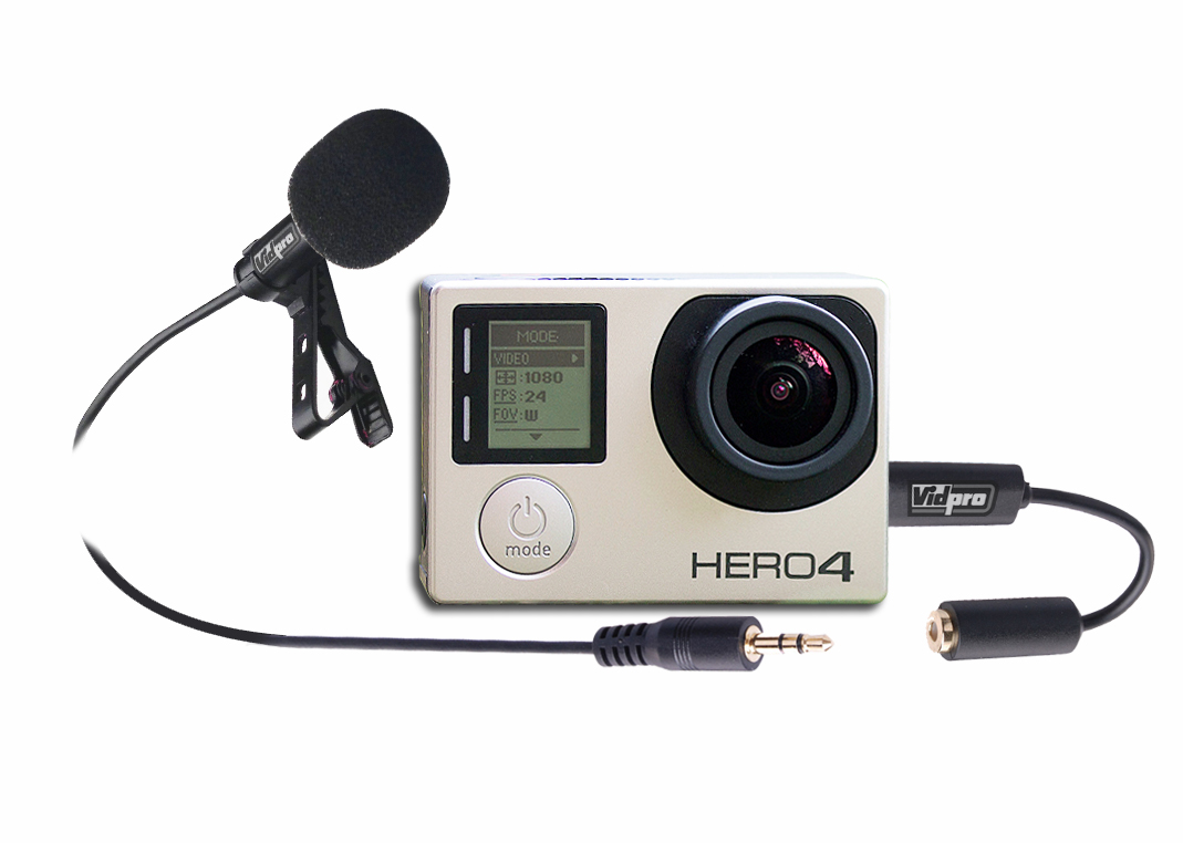 Vidpro XM-G Wired Lavalier microphone - 4' Audio Cable - Designed for use with Gopro Hero4, Hero3+, Hero3 and Hero2 cameras
