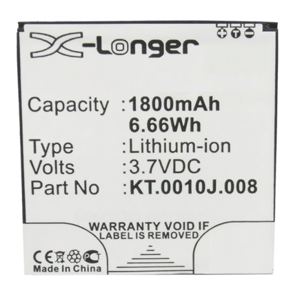 Synergy Digital Battery Compatible With Acer JD-201212-JLQU-C11M-003 Cellphone Battery - (Li-Ion, 3.7V, 1800 mAh / 6.66Wh)