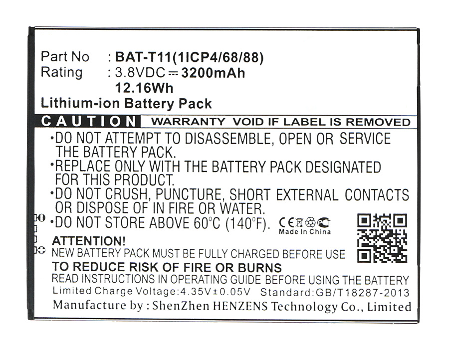 Synergy Digital Battery Compatible With Acer BAT-T11 Cellphone Battery - (Li-Ion, 3.8V, 3200 mAh / 12.16Wh)