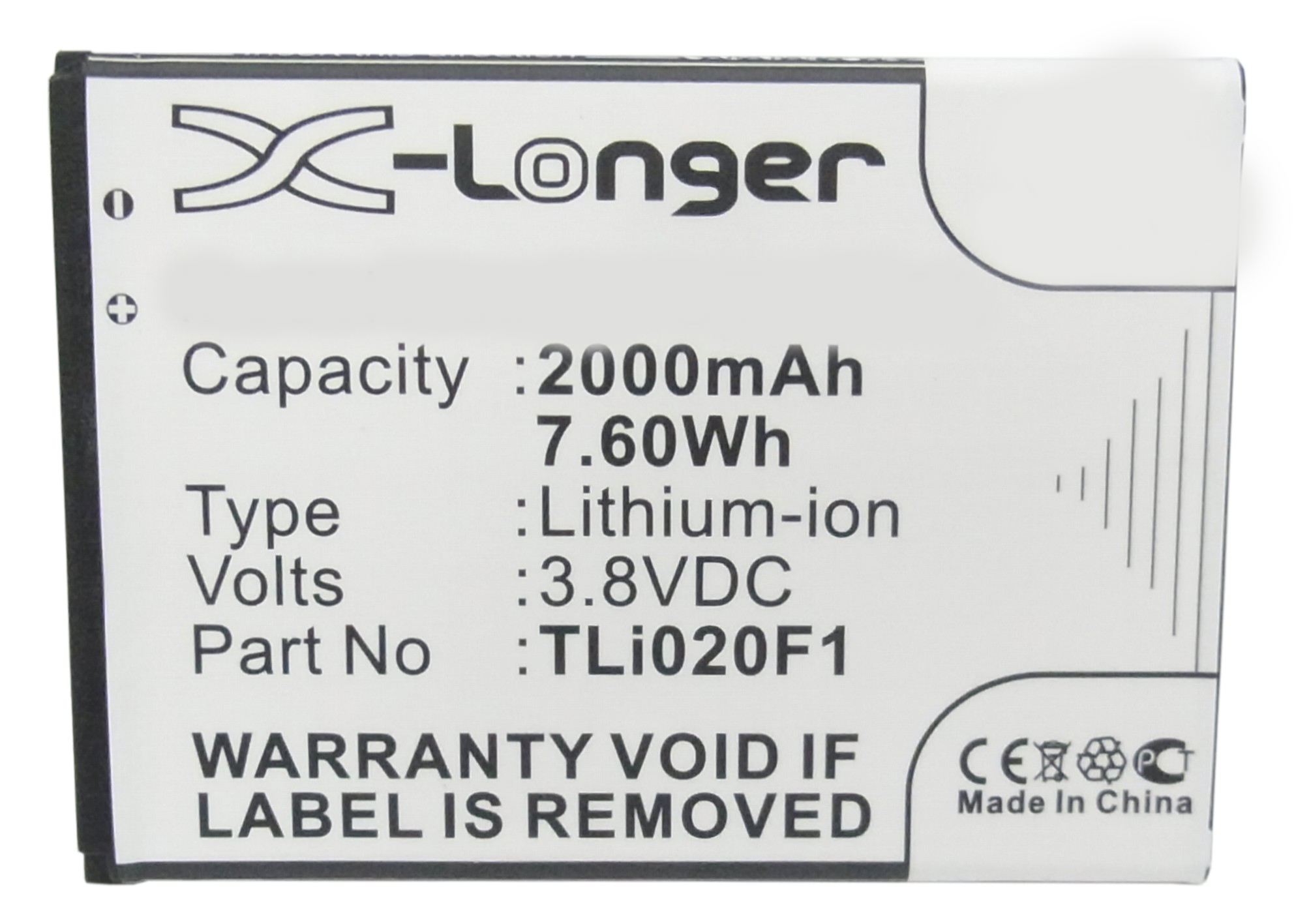Synergy Digital Battery Compatible With Alcatel TLi018B2 Cellphone Battery - (Li-Ion, 3.8V, 2000 mAh / 7.60Wh)