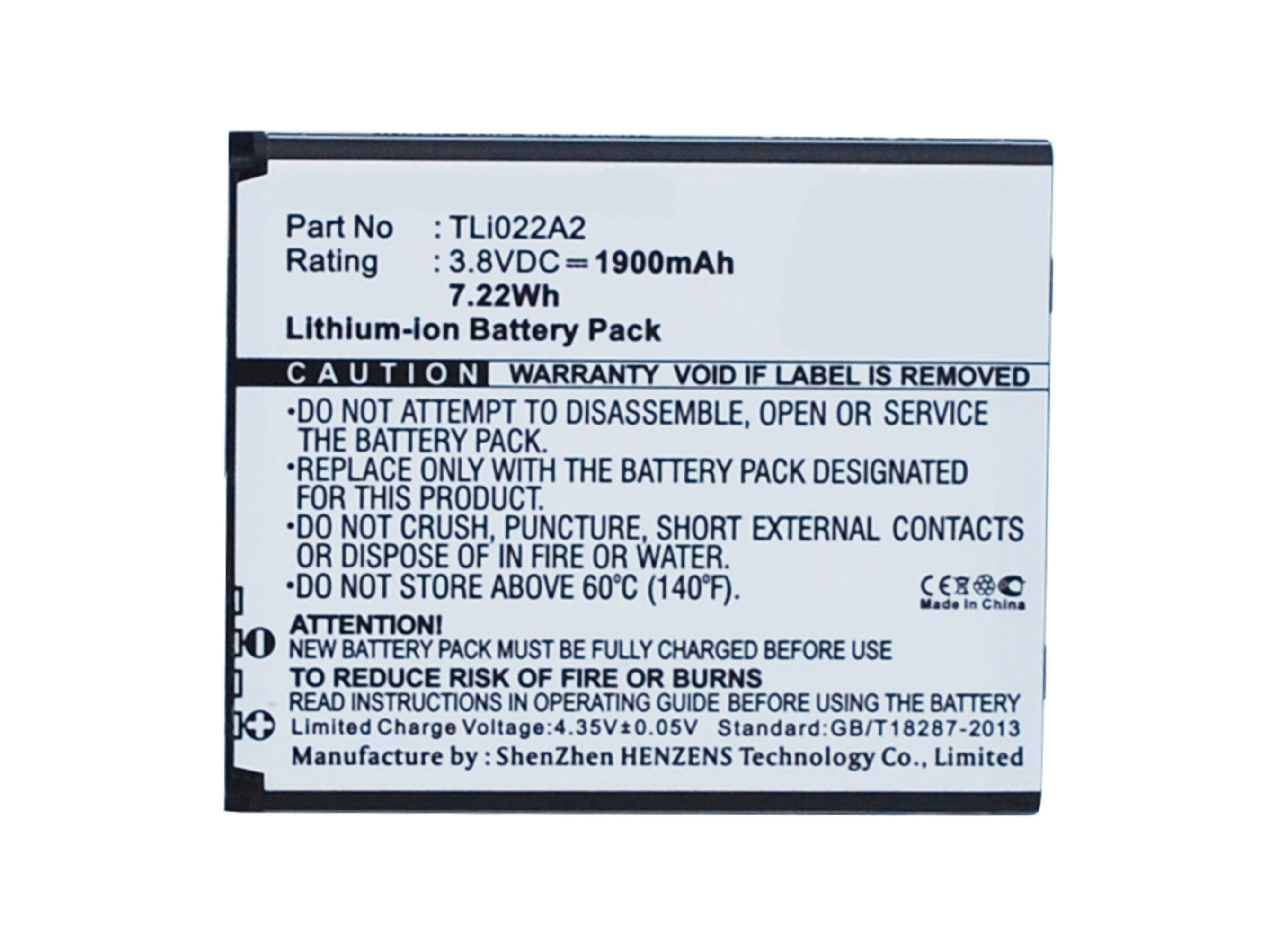 Synergy Digital Battery Compatible With Alcatel TLi022A2 Cellphone Battery - (Li-Ion, 3.8V, 1900 mAh / 7.22Wh)
