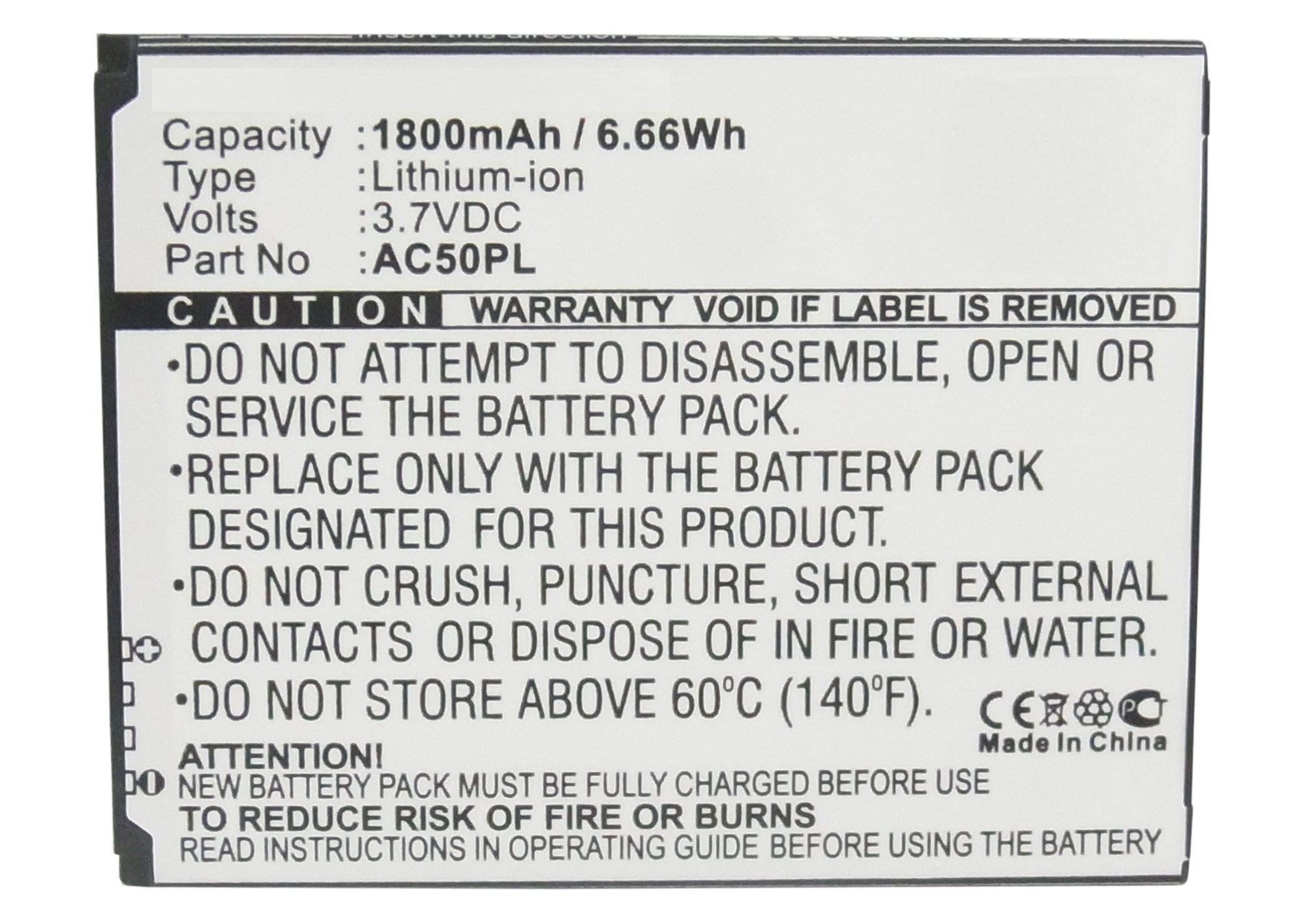 Synergy Digital Battery Compatible With Archos AC50PL Cellphone Battery - (Li-Ion, 3.7V, 1800 mAh / 6.66Wh)