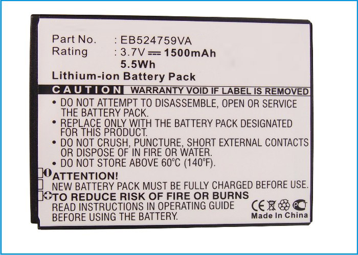 Synergy Digital Battery Compatible With AT&T EB524759VA Cellphone Battery - (Li-Ion, 3.7V, 1500 mAh / 5.5Wh)