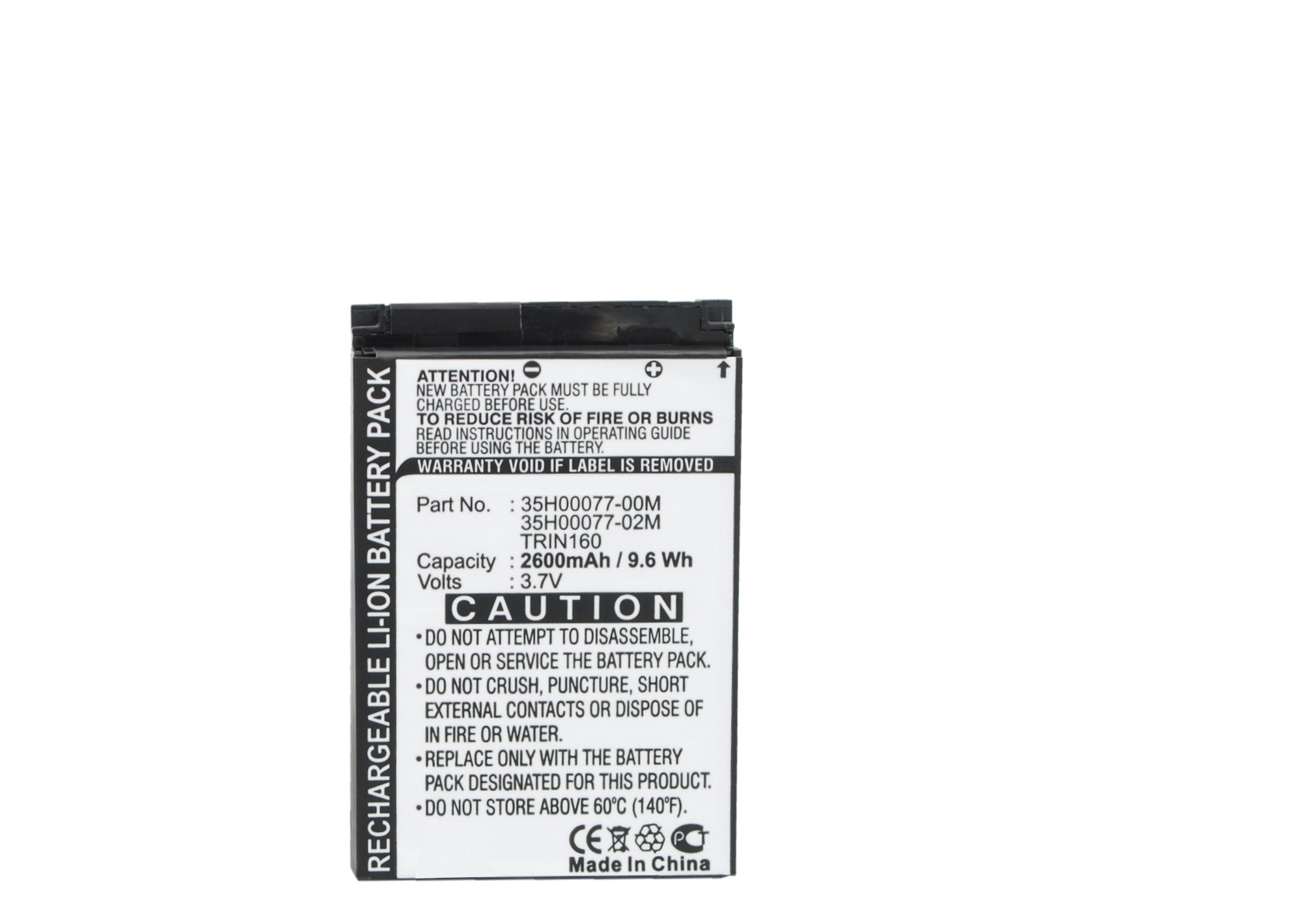 Synergy Digital Battery Compatible With Audiovox 35H00077-00M Cellphone Battery - (Li-Ion, 3.7V, 2600 mAh / 9.62Wh)