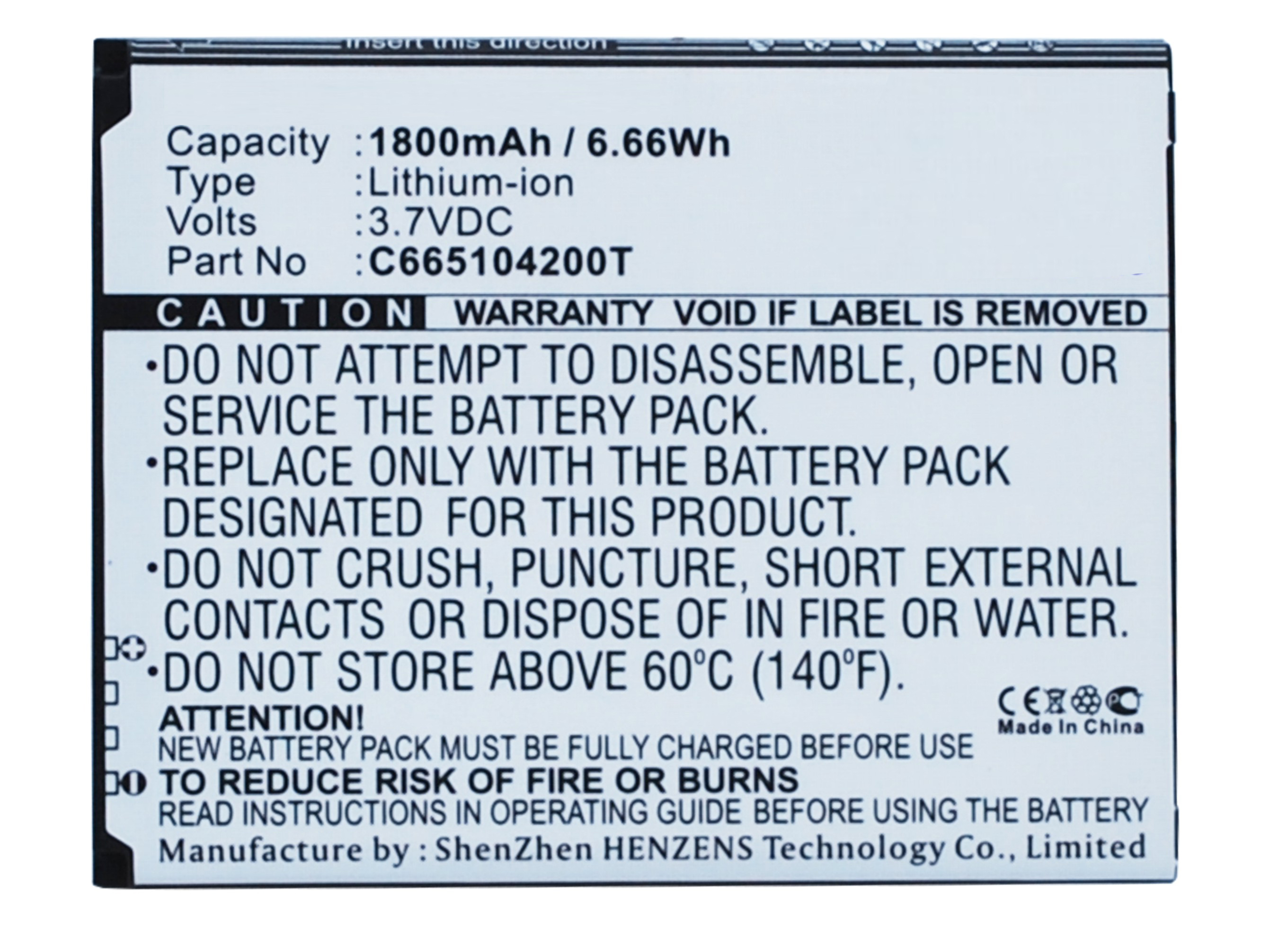Synergy Digital Battery Compatible With BLU C665104200T Cellphone Battery - (Li-Ion, 3.7V, 1800 mAh / 6.66Wh)