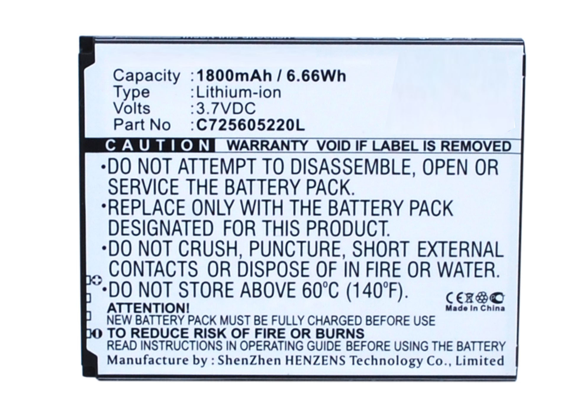 Synergy Digital Battery Compatible With BLU C725605220L Cellphone Battery - (Li-Ion, 3.7V, 1800 mAh / 6.66Wh)