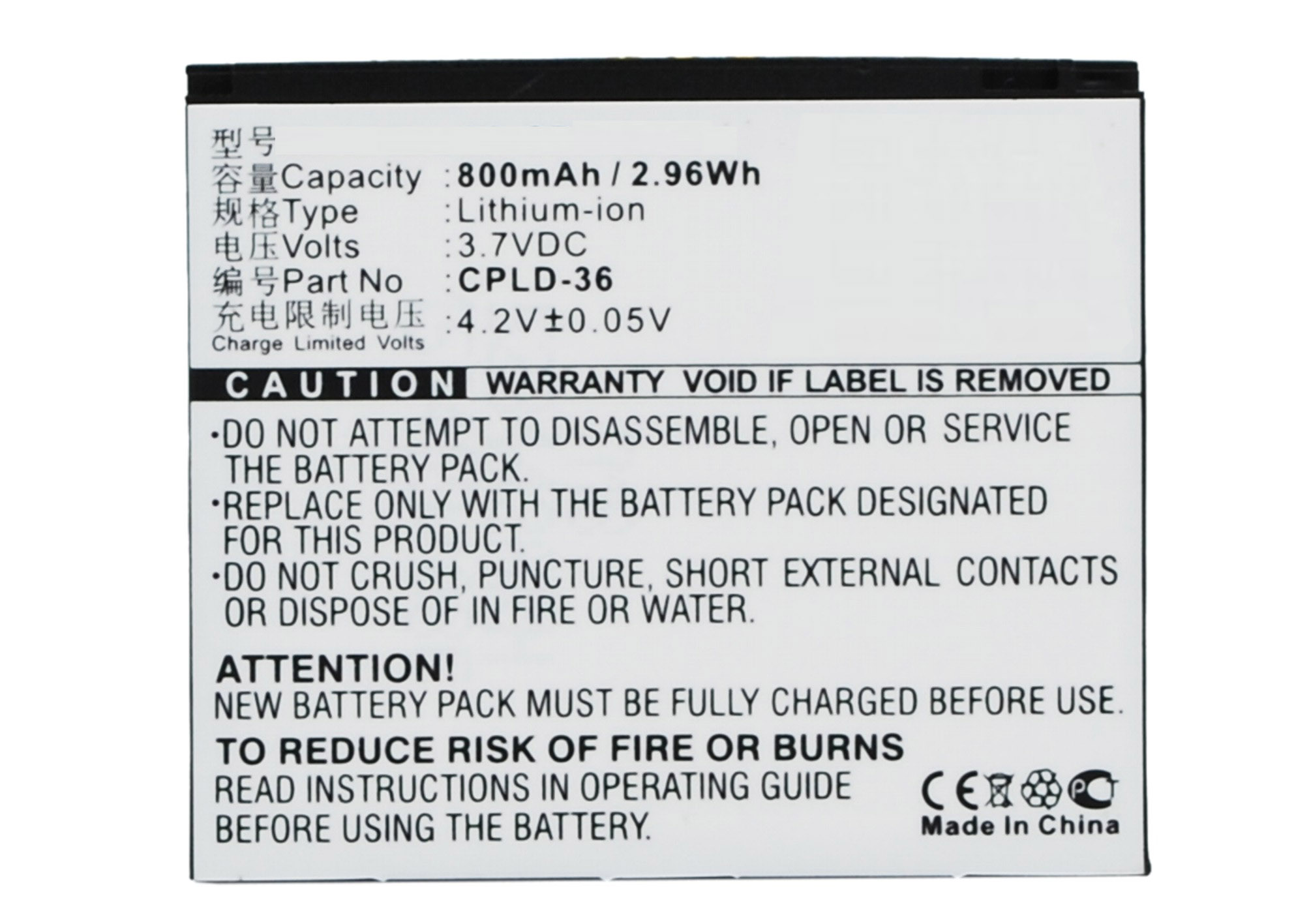 Synergy Digital Battery Compatible With Coolpad CPLD-36 Cellphone Battery - (Li-Ion, 3.7V, 800 mAh / 2.96Wh)