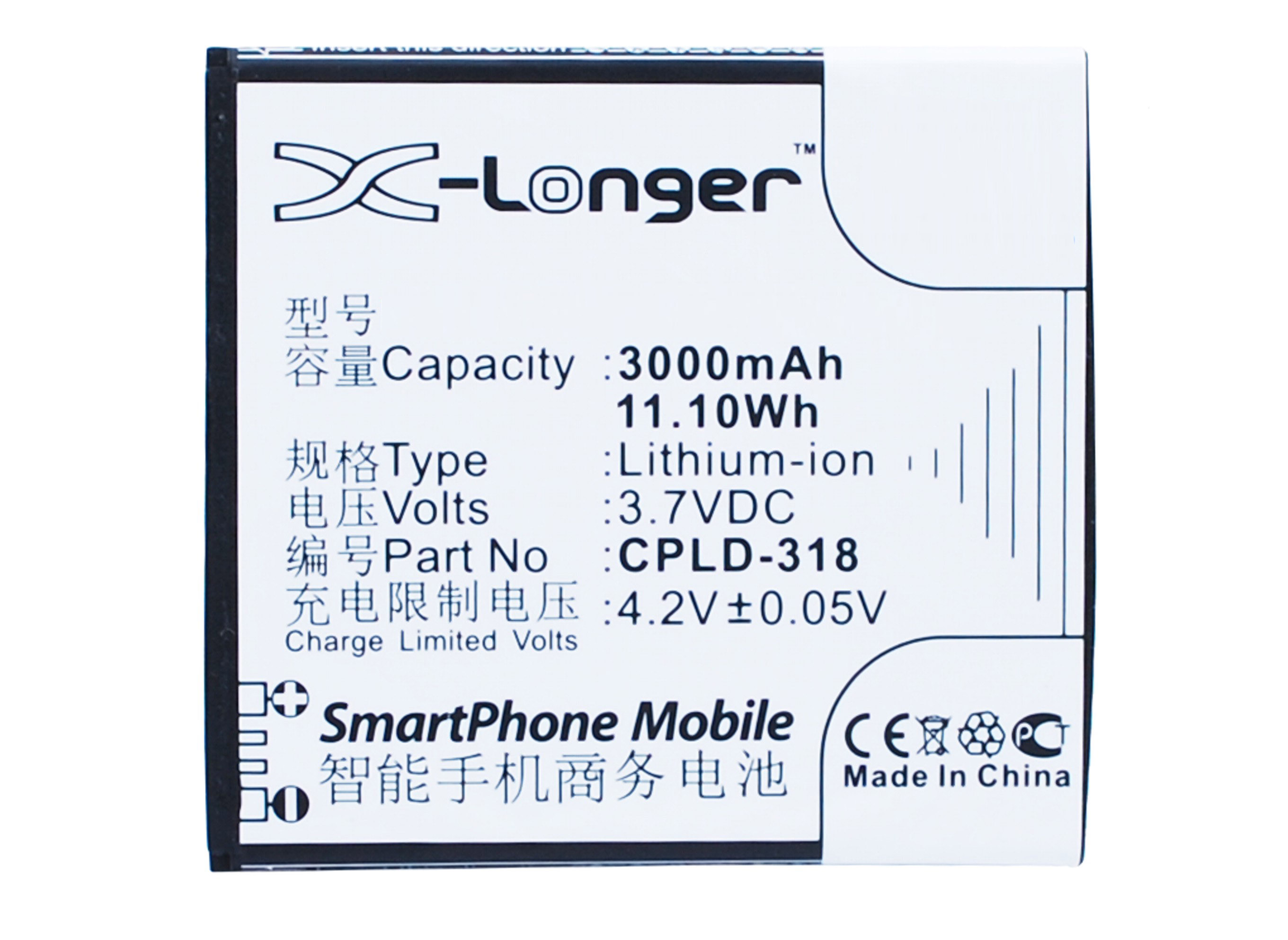 Synergy Digital Battery Compatible With Coolpad CPLD-318 Cellphone Battery - (Li-Ion, 3.7V, 3000 mAh / 11.10Wh)