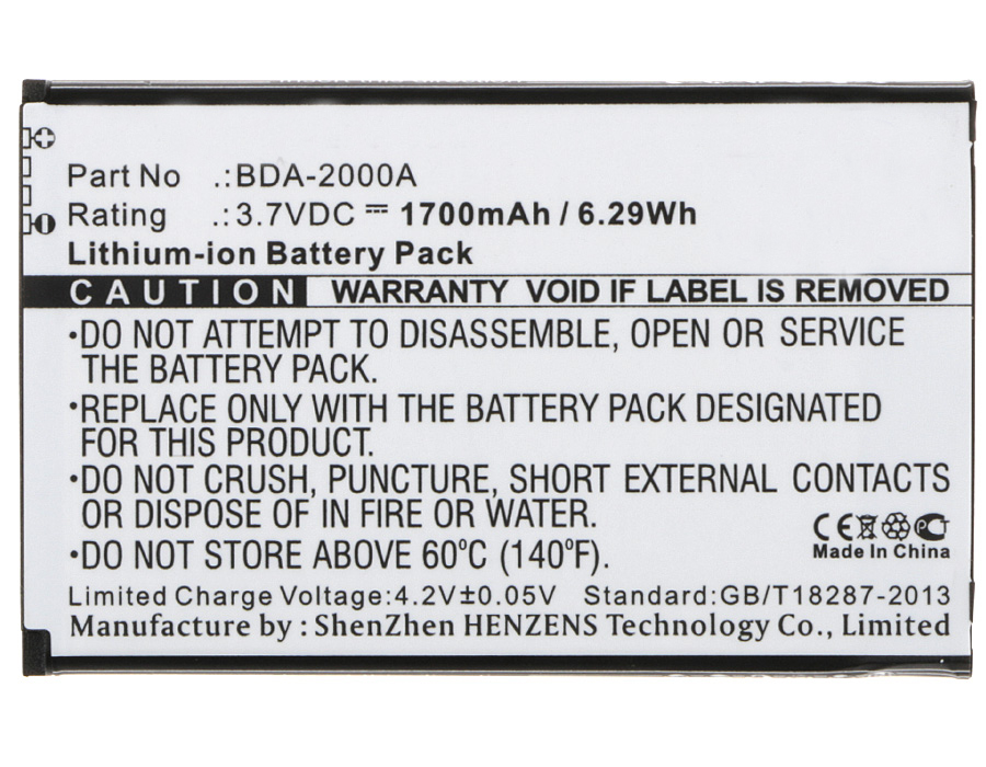 Synergy Digital Battery Compatible With Doro BDA-2000A Cellphone Battery - (Li-Ion, 3.7V, 1700 mAh / 6.29Wh)