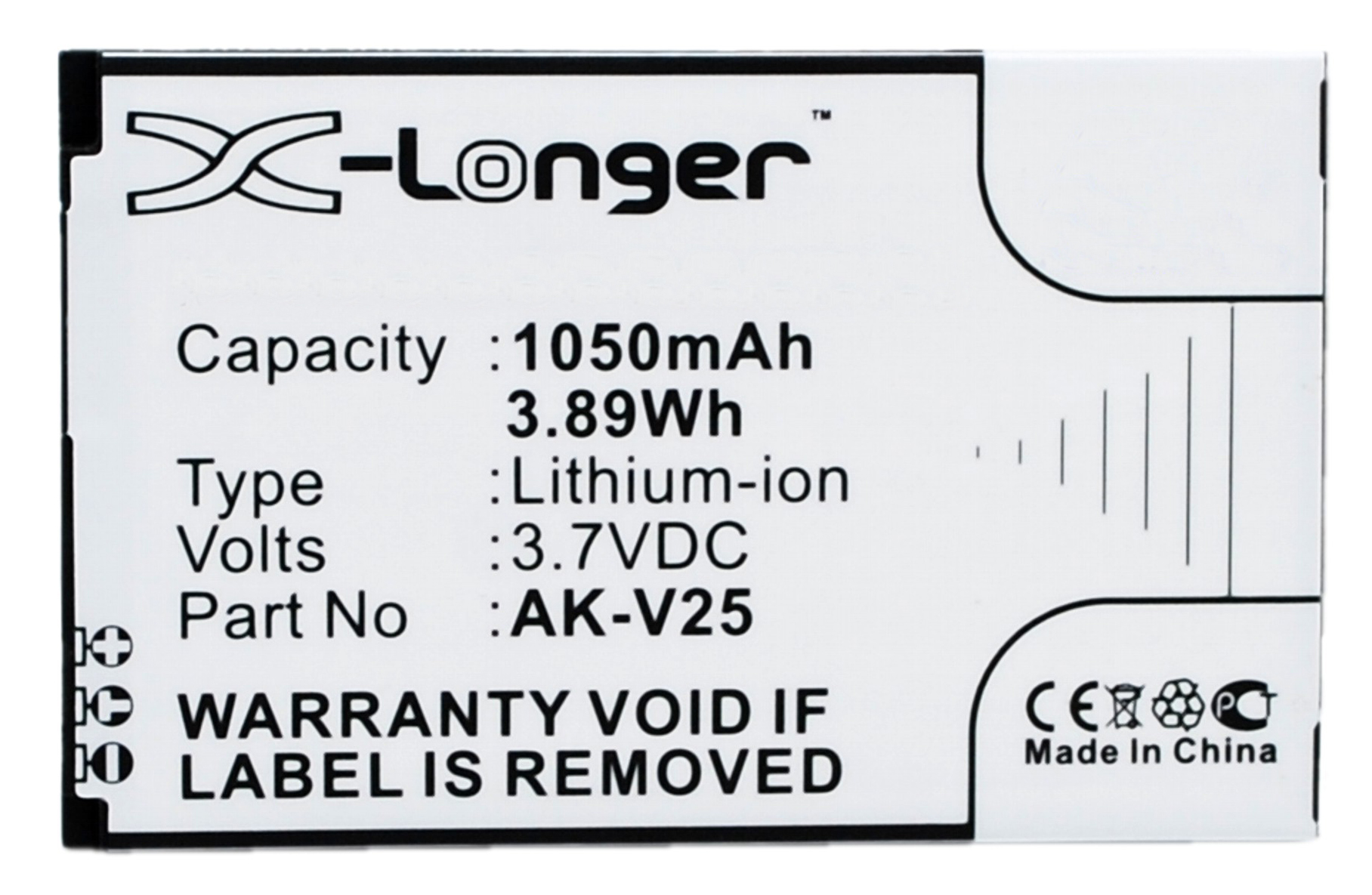 Synergy Digital Battery Compatible With Emporia AK-V25 Cellphone Battery - (Li-Ion, 3.7V, 1050 mAh / 3.89Wh)