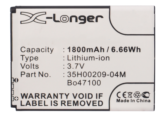 Synergy Digital Battery Compatible With HTC 35H00209-04M Cellphone Battery - (Li-Ion, 3.8V, 1800 mAh / 6.84Wh)