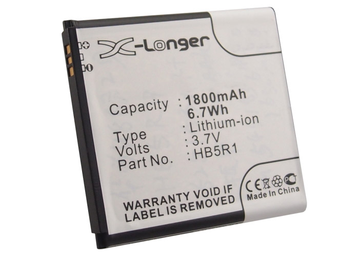 Synergy Digital Battery Compatible With Huawei HB5R1 Cellphone Battery - (Li-Ion, 3.7V, 1800 mAh / 6.66Wh)