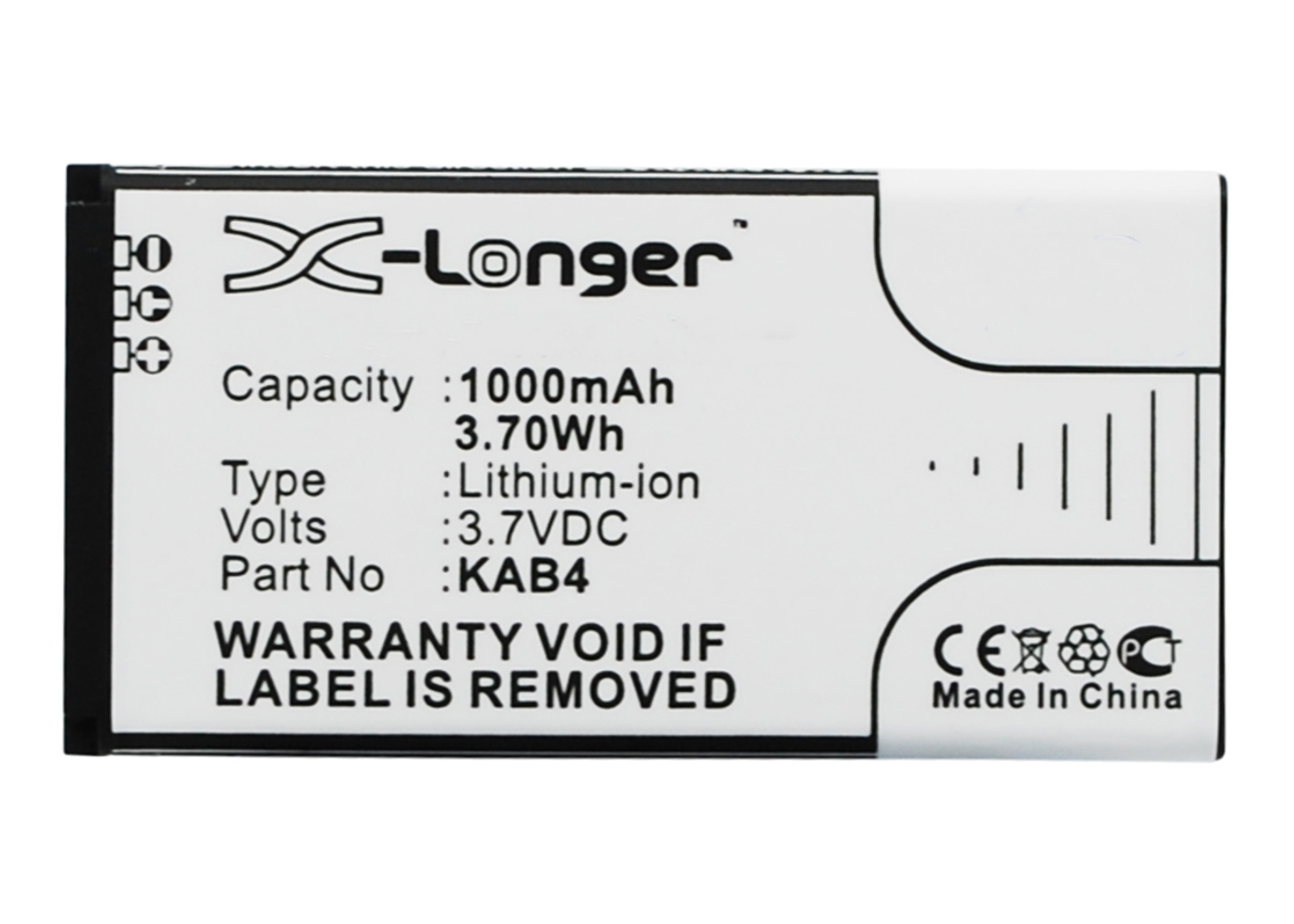 Synergy Digital Battery Compatible With KAZAM KAB4 Cellphone Battery - (Li-Ion, 3.7V, 1000 mAh / 3.70Wh)