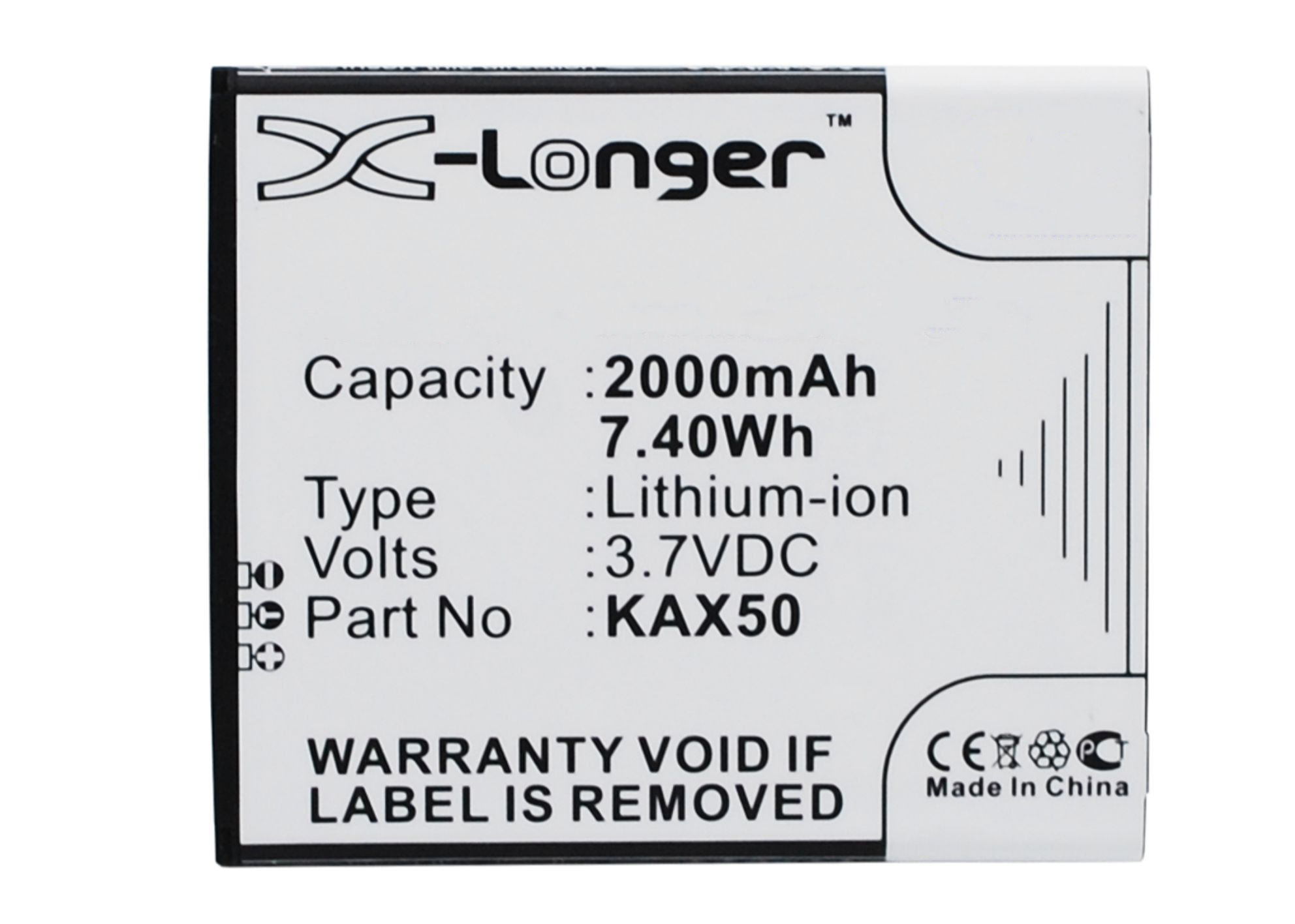 Synergy Digital Battery Compatible With KAZAM KAX50 Cellphone Battery - (Li-Ion, 3.7V, 2000 mAh / 7.40Wh)