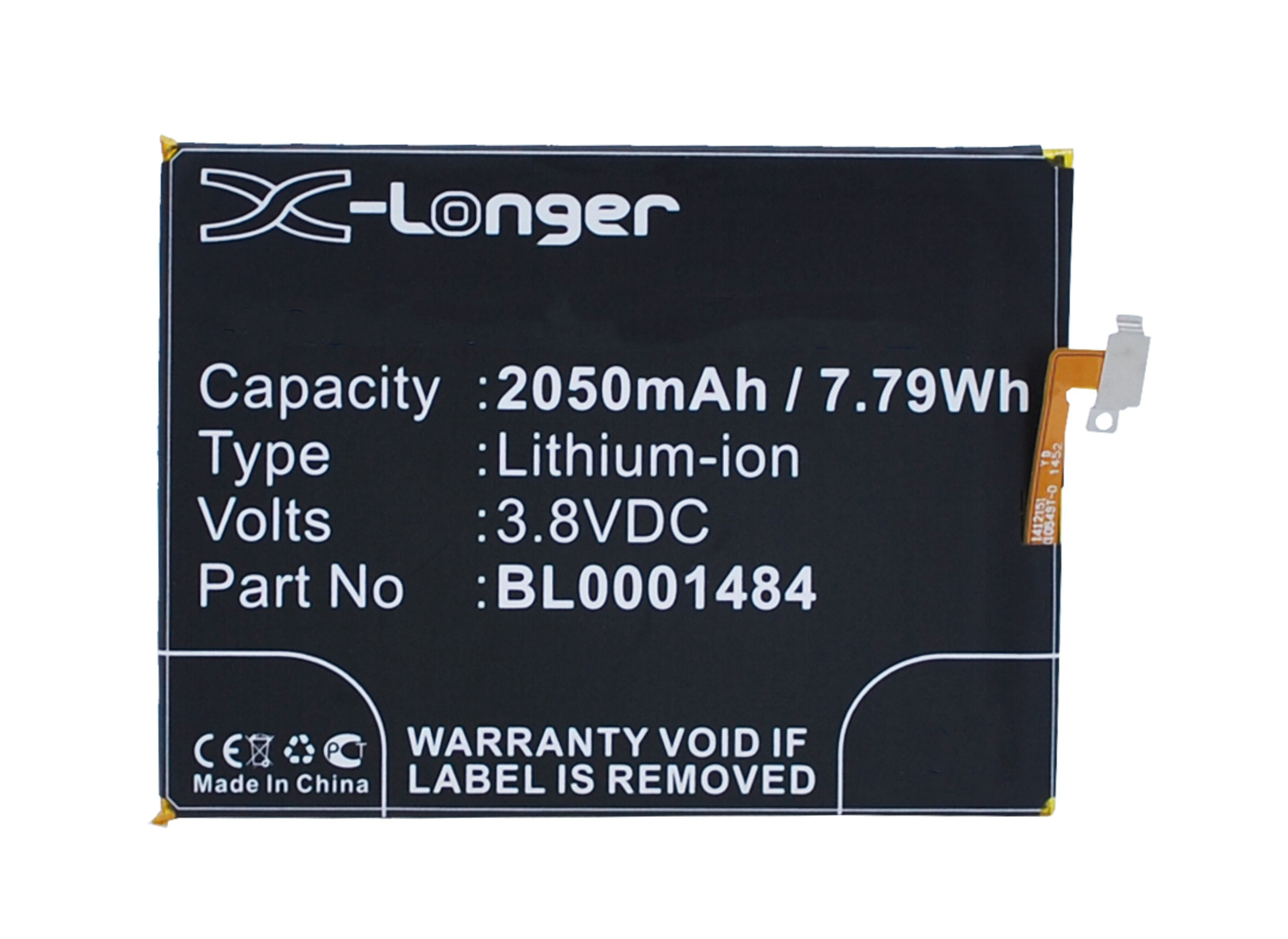 Synergy Digital Battery Compatible With KAZAM BL0001484 Cellphone Battery - (Li-Ion, 3.8V, 2050 mAh / 7.79Wh)