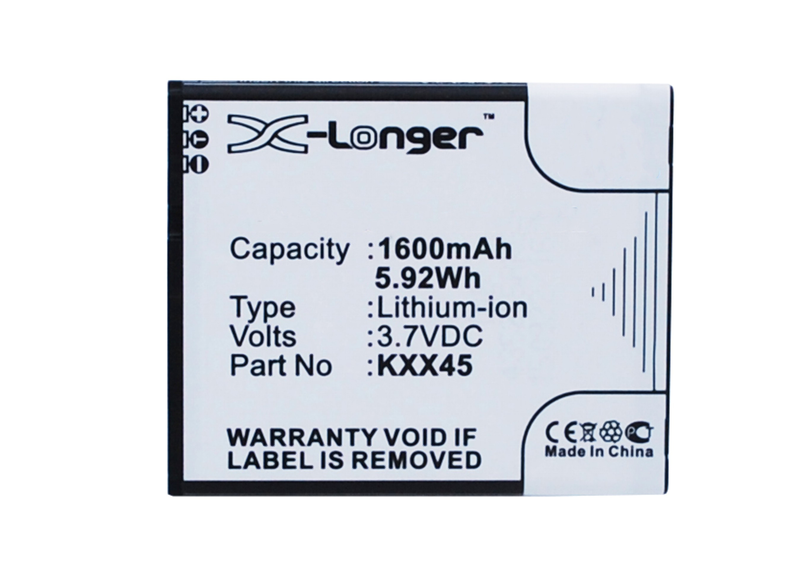 Synergy Digital Battery Compatible With KAZAM KXX45 Cellphone Battery - (Li-Ion, 3.7V, 1600 mAh / 5.92Wh)