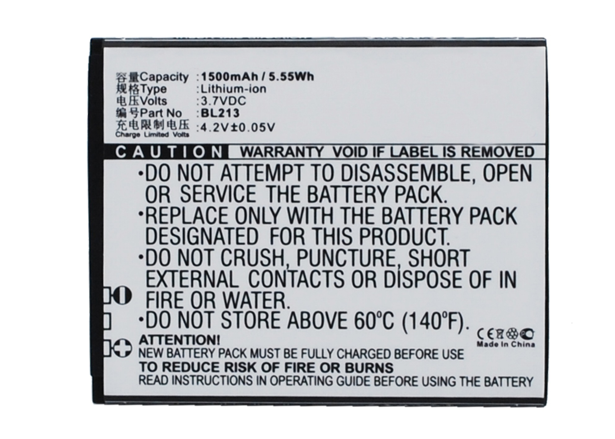 Synergy Digital Battery Compatible With Lenovo BL213 Cellphone Battery - (Li-Ion, 3.7V, 1500 mAh / 5.55Wh)