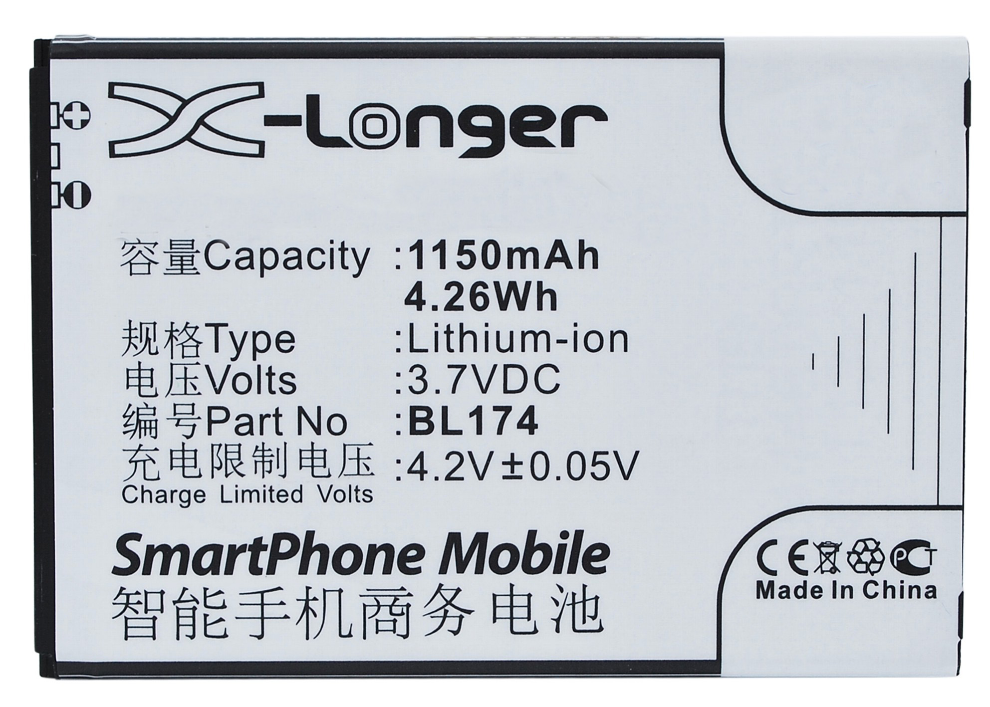 Synergy Digital Battery Compatible With Lenovo BL174 Cellphone Battery - (Li-Ion, 3.7V, 1150 mAh / 4.26Wh)
