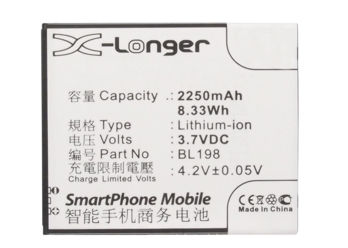 Synergy Digital Battery Compatible With Lenovo BL198 Cellphone Battery - (Li-Ion, 3.7V, 2250 mAh / 8.33Wh)