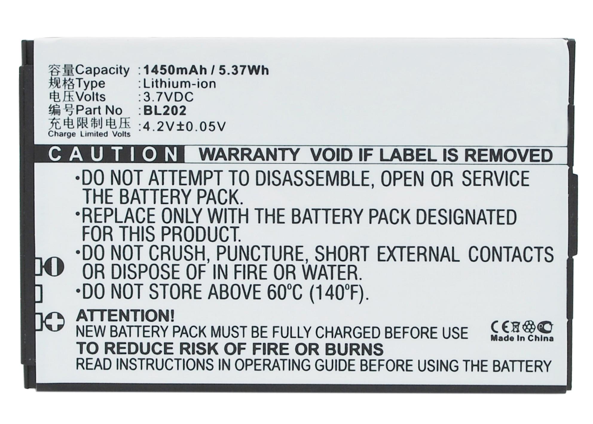 Synergy Digital Battery Compatible With Lenovo BL202 Cellphone Battery - (Li-Ion, 3.7V, 1450 mAh / 5.37Wh)