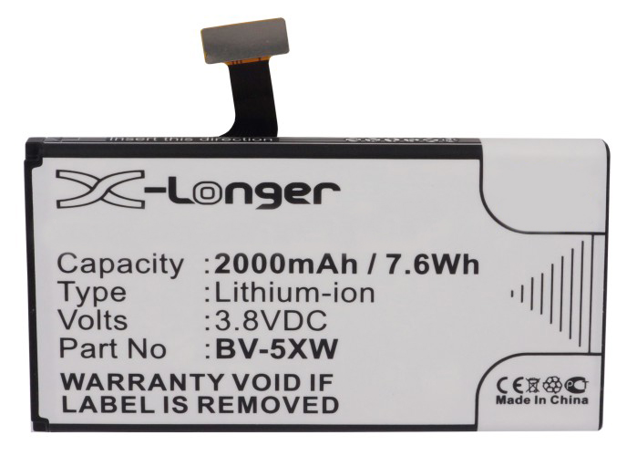Synergy Digital Battery Compatible With Microsoft BV-5XW Cellphone Battery - (Li-Ion, 3.8V, 2000 mAh / 7.60Wh)