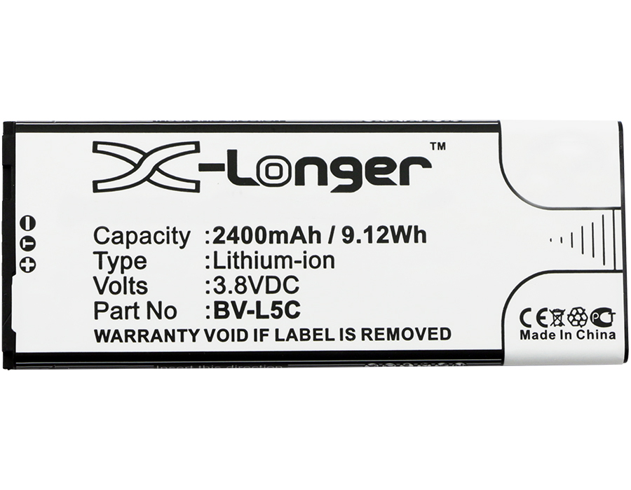 Synergy Digital Battery Compatible With Microsoft BV-L5C Cellphone Battery - (Li-Ion, 3.8V, 2400 mAh / 9.12Wh)