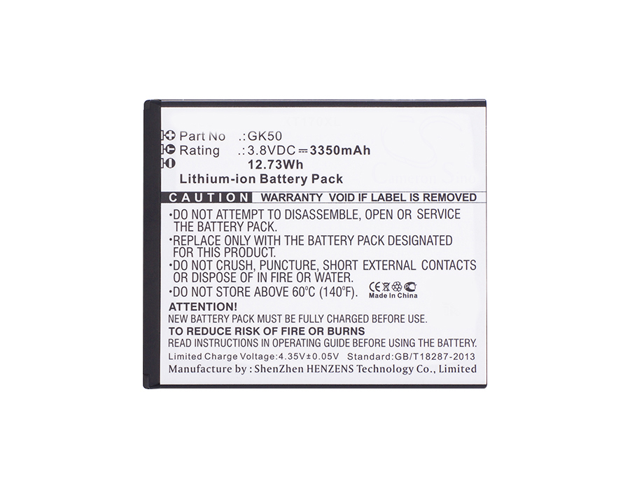 Synergy Digital Battery Compatible With Motorola GK50 Cellphone Battery - (Li-Ion, 3.8V, 3350 mAh / 12.73Wh)