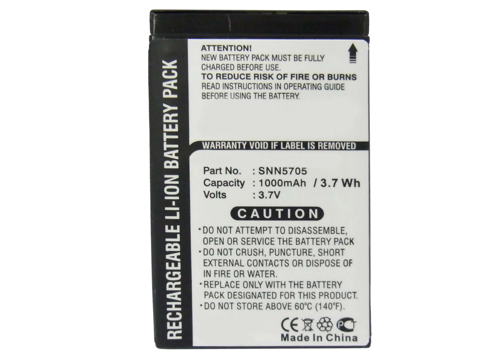 Synergy Digital Battery Compatible With Motorola SNN5705 Cellphone Battery - (Li-Ion, 3.7V, 1000 mAh / 3.70Wh)