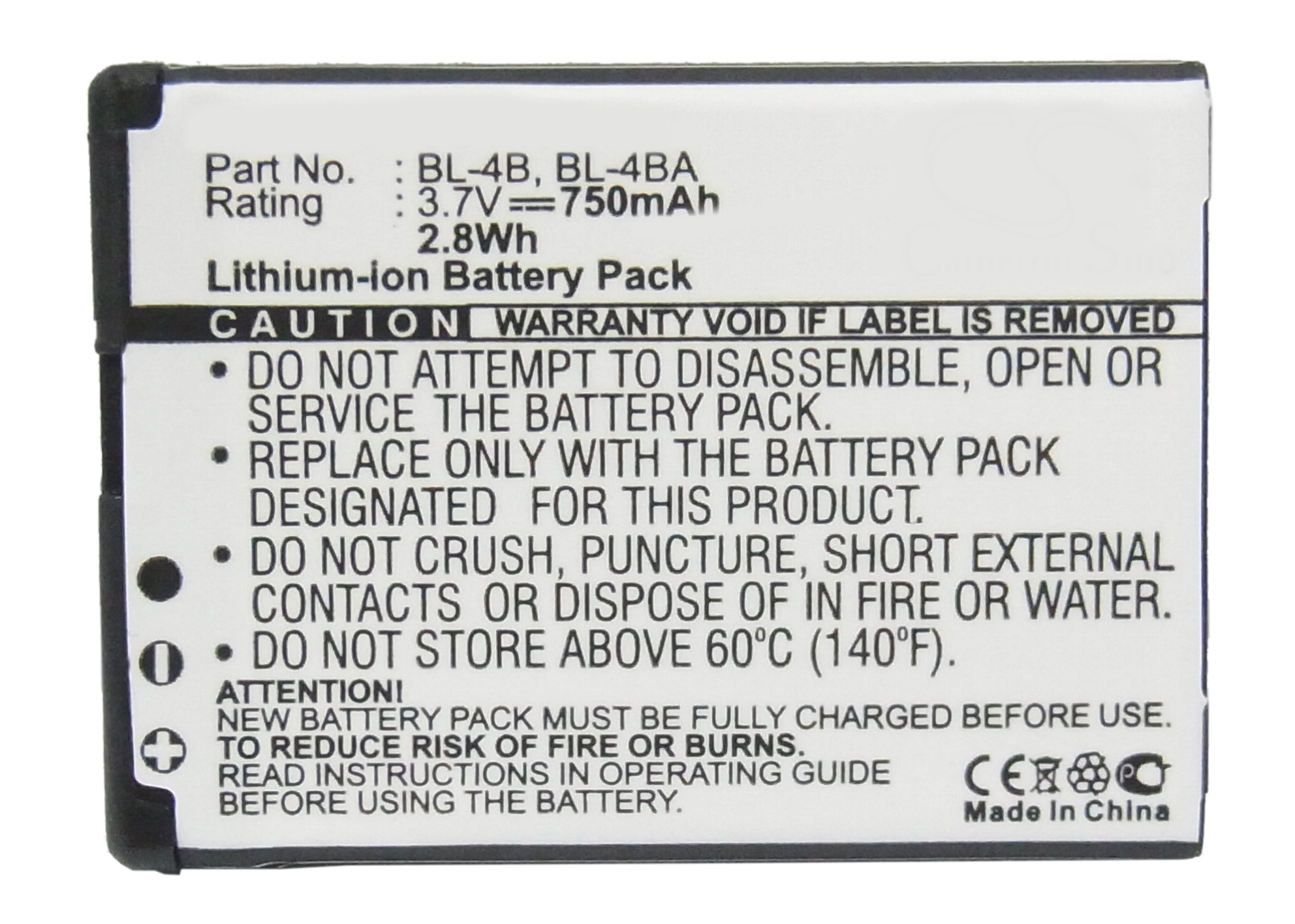 Synergy Digital Battery Compatible With Nokia BL-4B Cellphone Battery - (Li-Ion, 3.7V, 750 mAh / 2.8Wh)