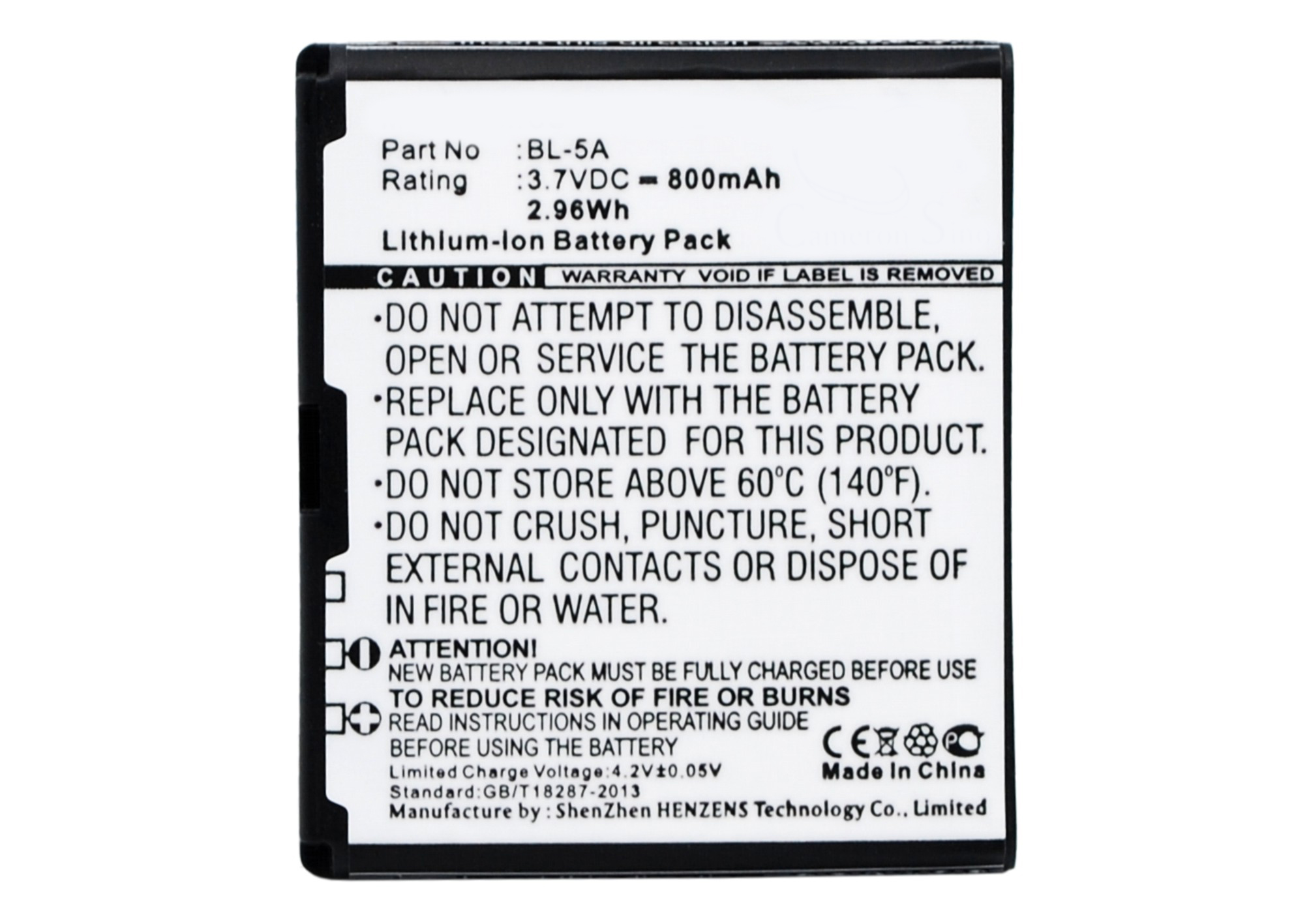 Synergy Digital Battery Compatible With Nokia BL-5A Cellphone Battery - (Li-Ion, 3.7V, 800 mAh / 2.96Wh)