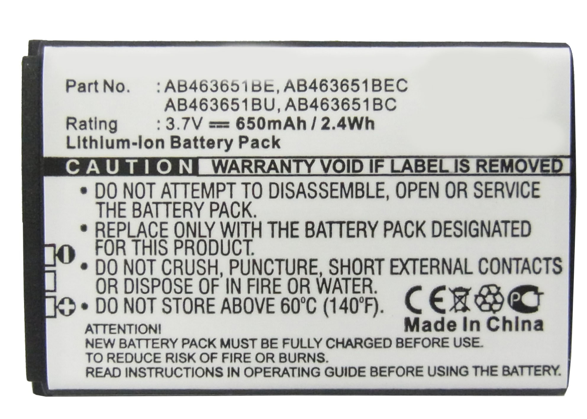 Synergy Digital Battery Compatible With Samsung AB463651BC Cellphone Battery - (Li-Ion, 3.7V, 650 mAh / 2.41Wh)