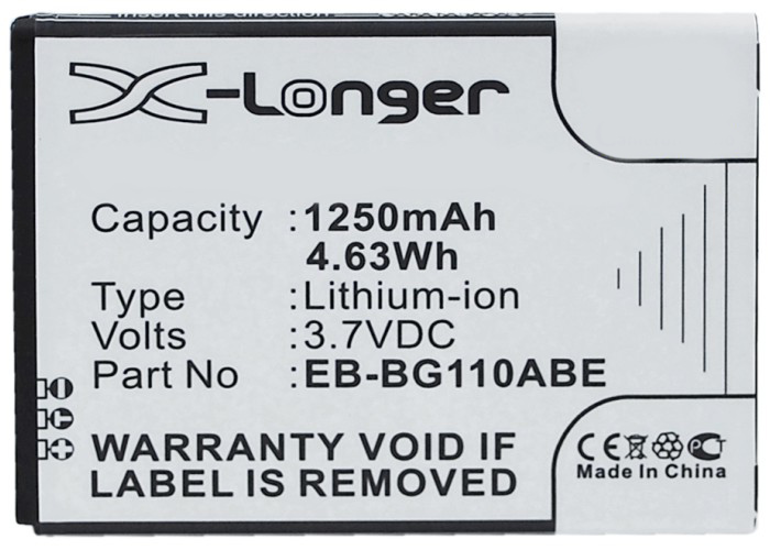 Synergy Digital Battery Compatible With Samsung EB-BG110ABE Cellphone Battery - (Li-Ion, 3.7V, 1250 mAh / 4.63Wh)