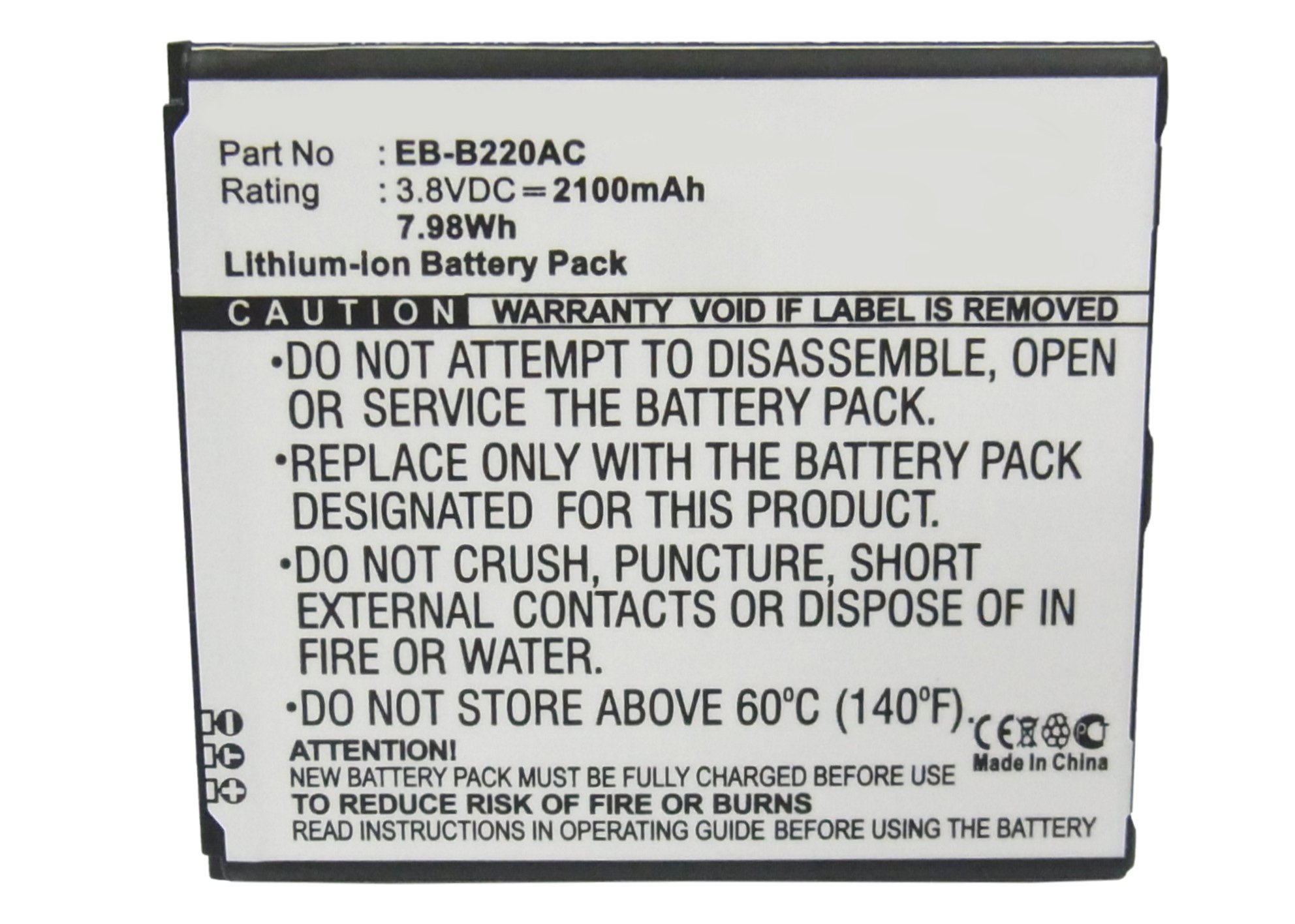 Synergy Digital Battery Compatible With Samsung EB-B220AC Cellphone Battery - (Li-Ion, 3.8V, 2100 mAh / 7.98Wh)