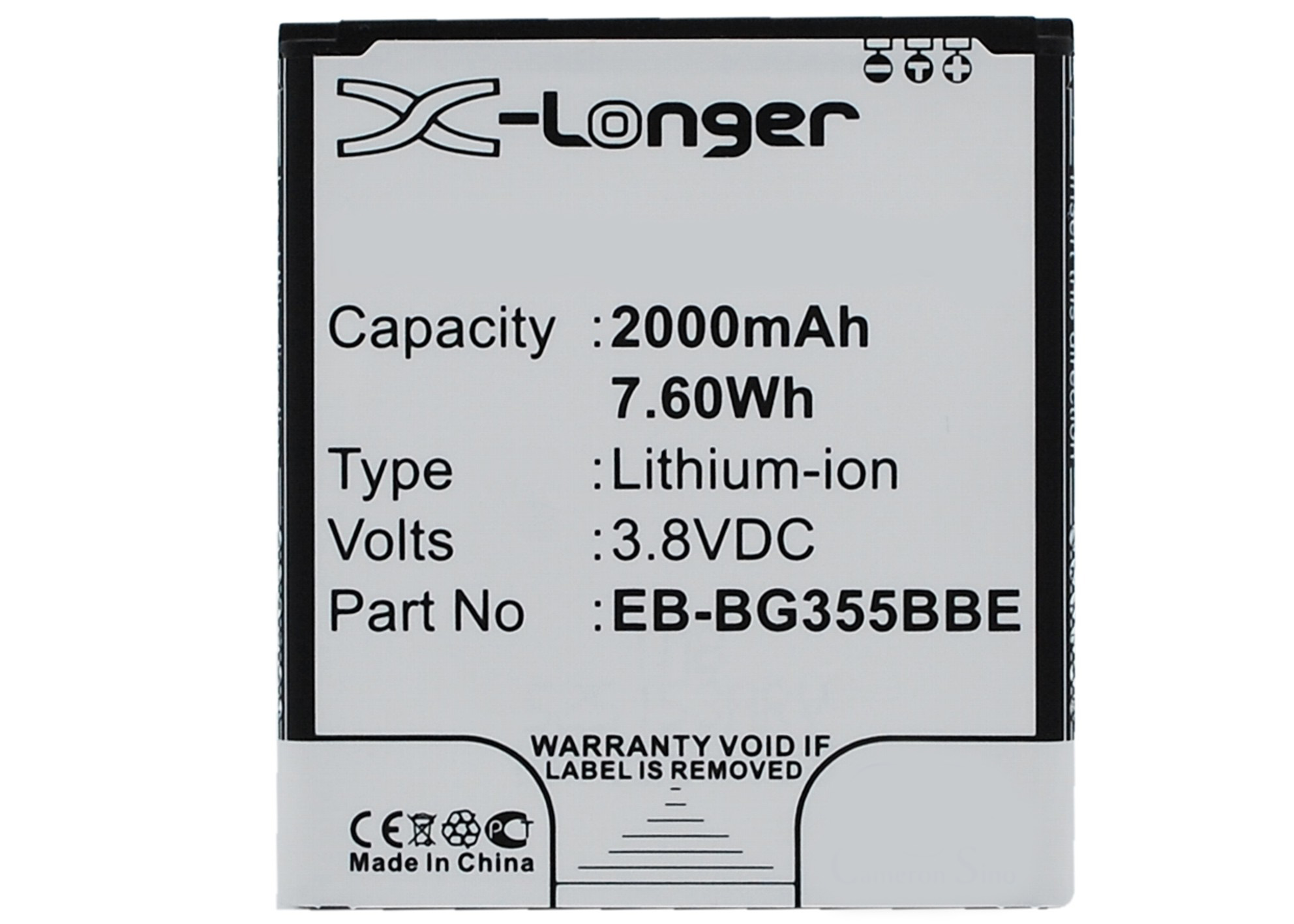 Synergy Digital Battery Compatible With Samsung EB-BG355BBE Cellphone Battery - (Li-Ion, 3.8V, 2000 mAh / 7.60Wh)