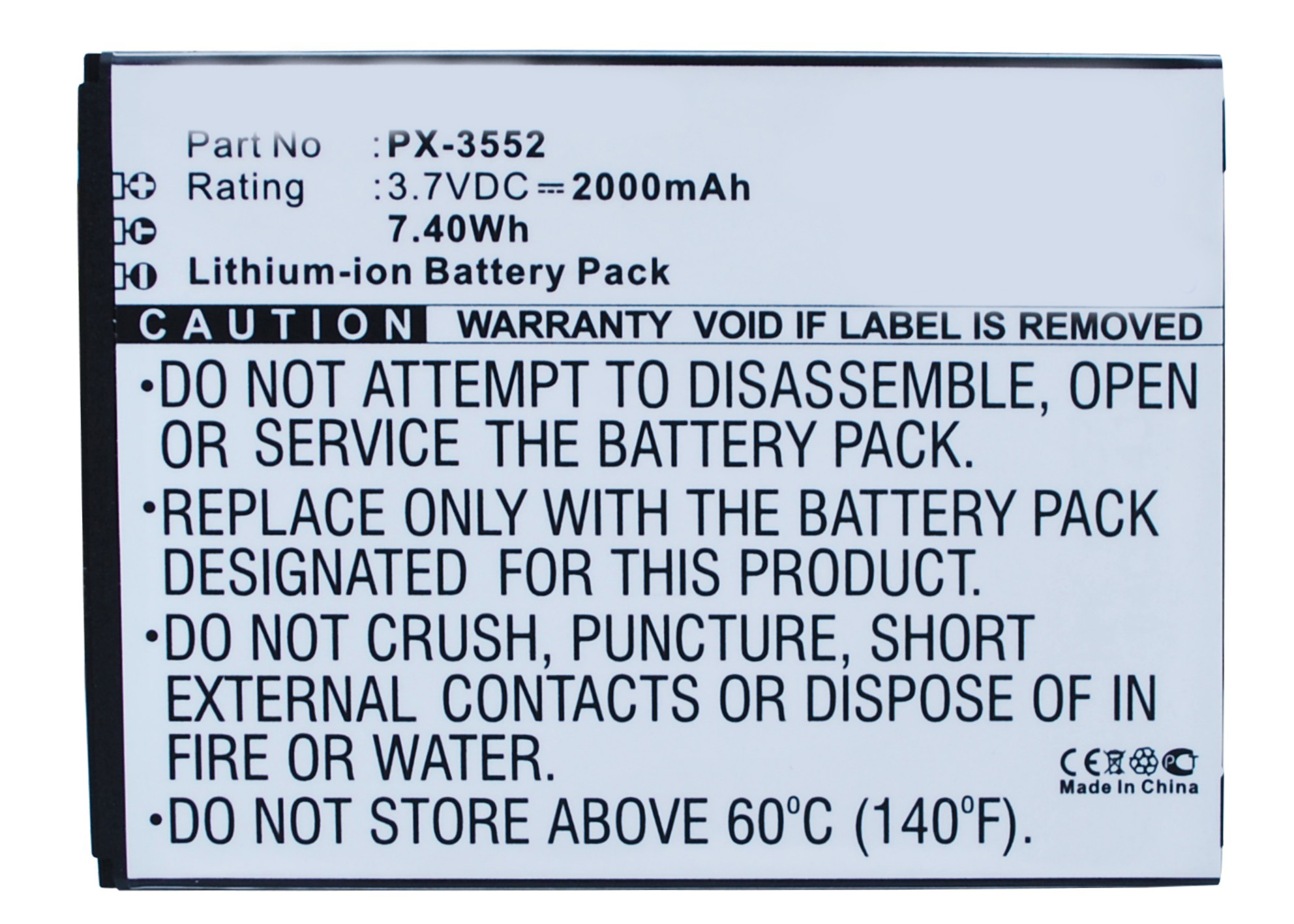 Synergy Digital Battery Compatible With Simvalley PX-3552 Cellphone Battery - (Li-Ion, 3.7V, 2000 mAh / 7.40Wh)