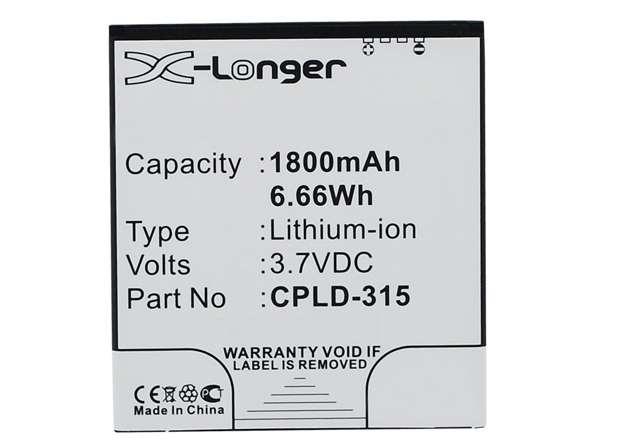 Synergy Digital Battery Compatible With Vodafone CPLD-315 Cellphone Battery - (Li-Ion, 3.7V, 1800 mAh / 6.66Wh)