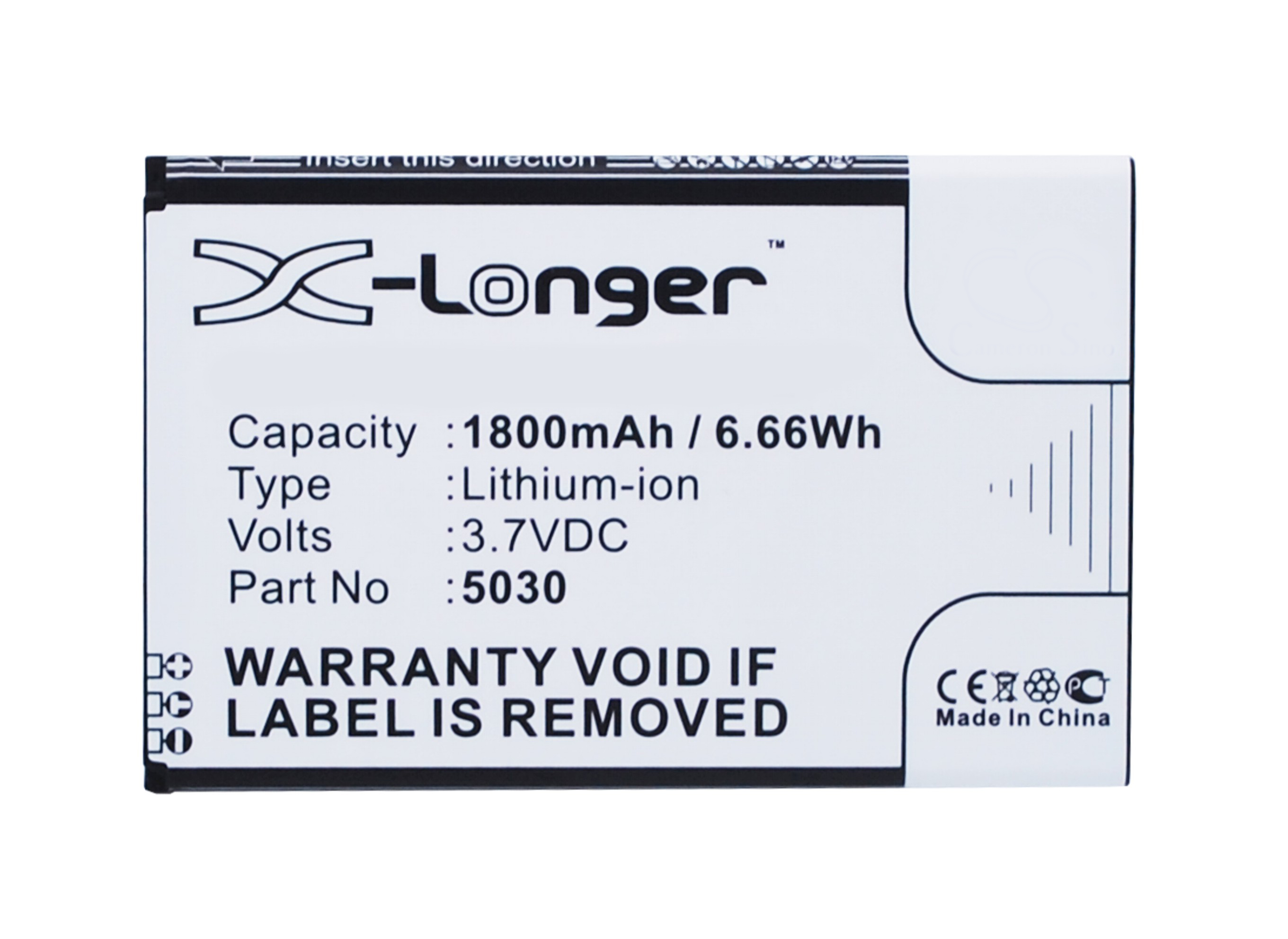 Synergy Digital Battery Compatible With Wiko 5030 Cellphone Battery - (Li-Ion, 3.7V, 1800 mAh / 6.66Wh)