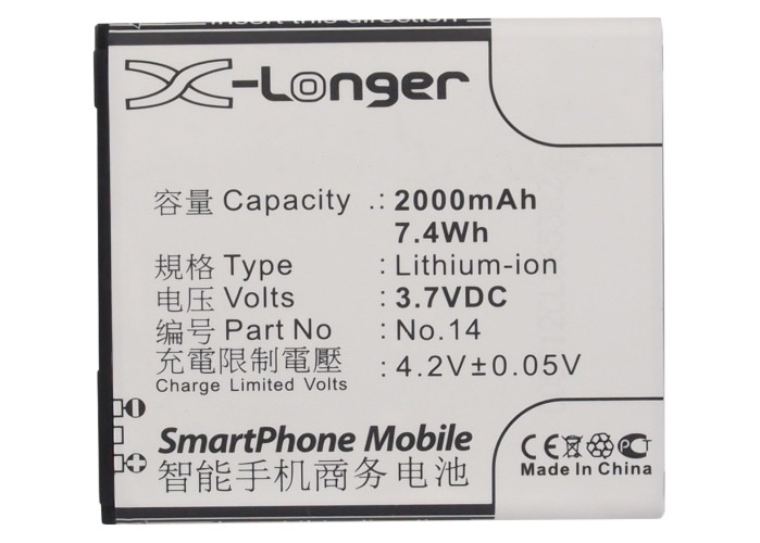 Synergy Digital Battery Compatible With Yusun LA20 Cellphone Battery - (Li-Ion, 3.7V, 2000 mAh / 7.4Wh)