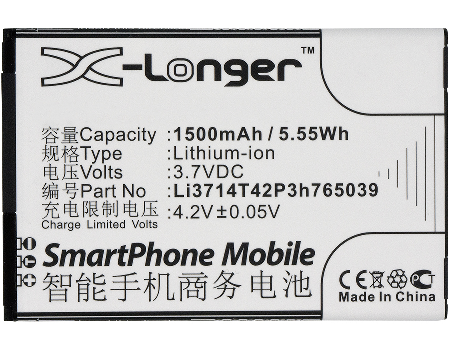 Synergy Digital Battery Compatible With ZTE Li3714T42P3h765039 Cellphone Battery - (Li-Ion, 3.7V, 1500 mAh / 5.55Wh)