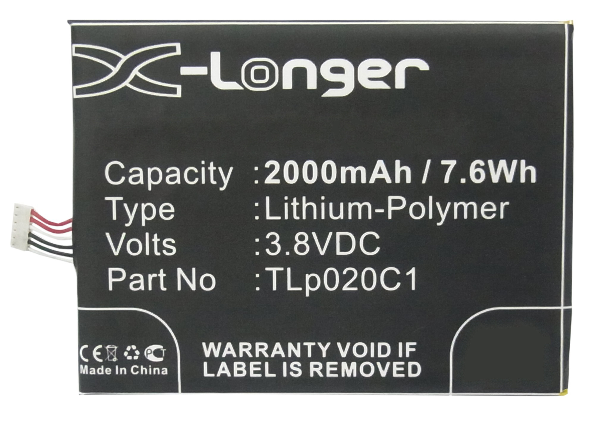 Synergy Digital Battery Compatible With Alcatel CAC2000012C2 Cellphone Battery - (Li-Pol, 3.8V, 2000 mAh / 7.60Wh)