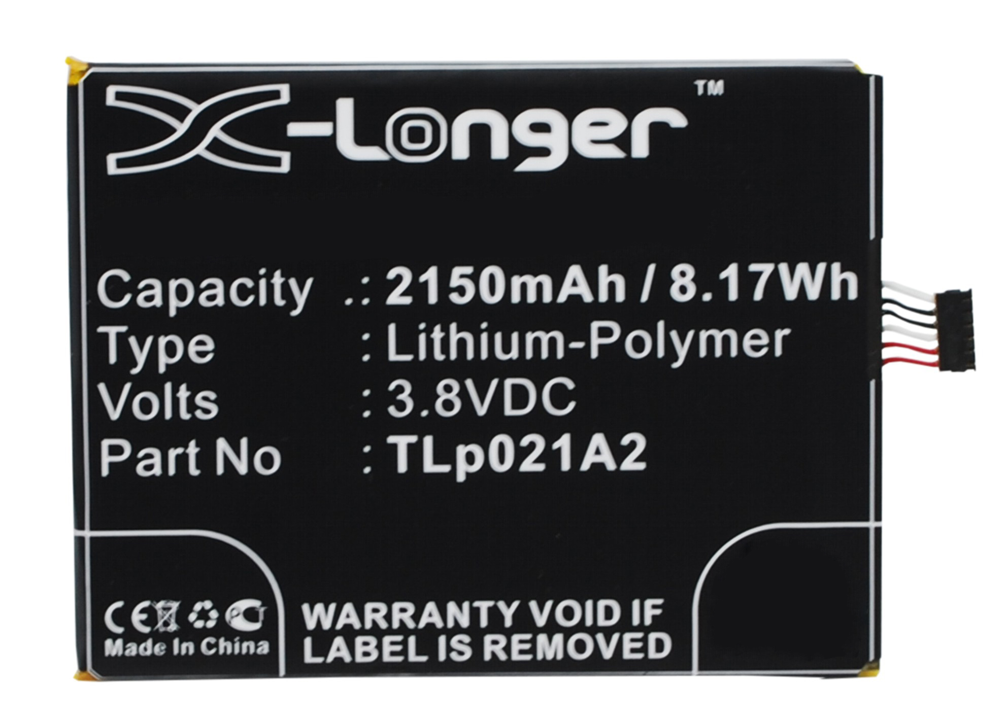 Synergy Digital Battery Compatible With Alcatel TLp021A2 Cellphone Battery - (Li-Pol, 3.8V, 2150 mAh / 8.17Wh)