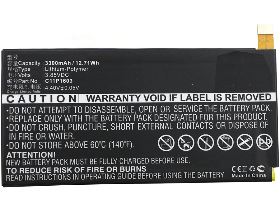 Synergy Digital Battery Compatible With Asus C11P1603 Cellphone Battery - (Li-Pol, 3.85V, 3300 mAh / 12.71Wh)