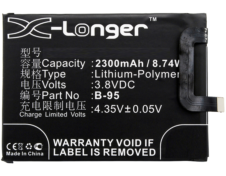 Synergy Digital Battery Compatible With BBK B-95 Cellphone Battery - (Li-Pol, 3.8V, 2300 mAh / 8.74Wh)