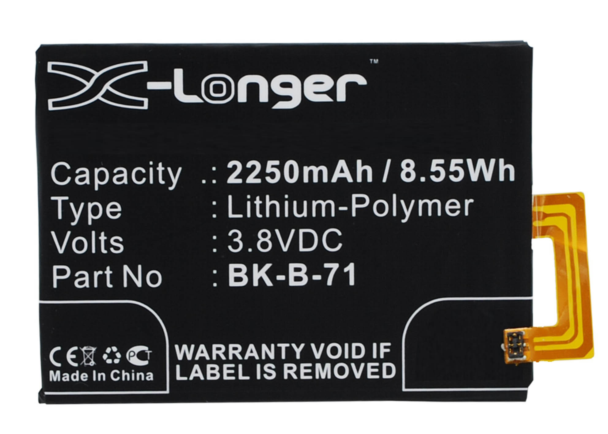 Synergy Digital Battery Compatible With BBK BK-B-71 Cellphone Battery - (Li-Pol, 3.8V, 2250 mAh / 8.55Wh)