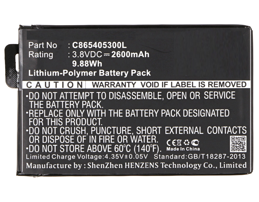 Synergy Digital Battery Compatible With BLU C865405300L Cellphone Battery - (Li-Pol, 3.8V, 2600 mAh / 9.88Wh)