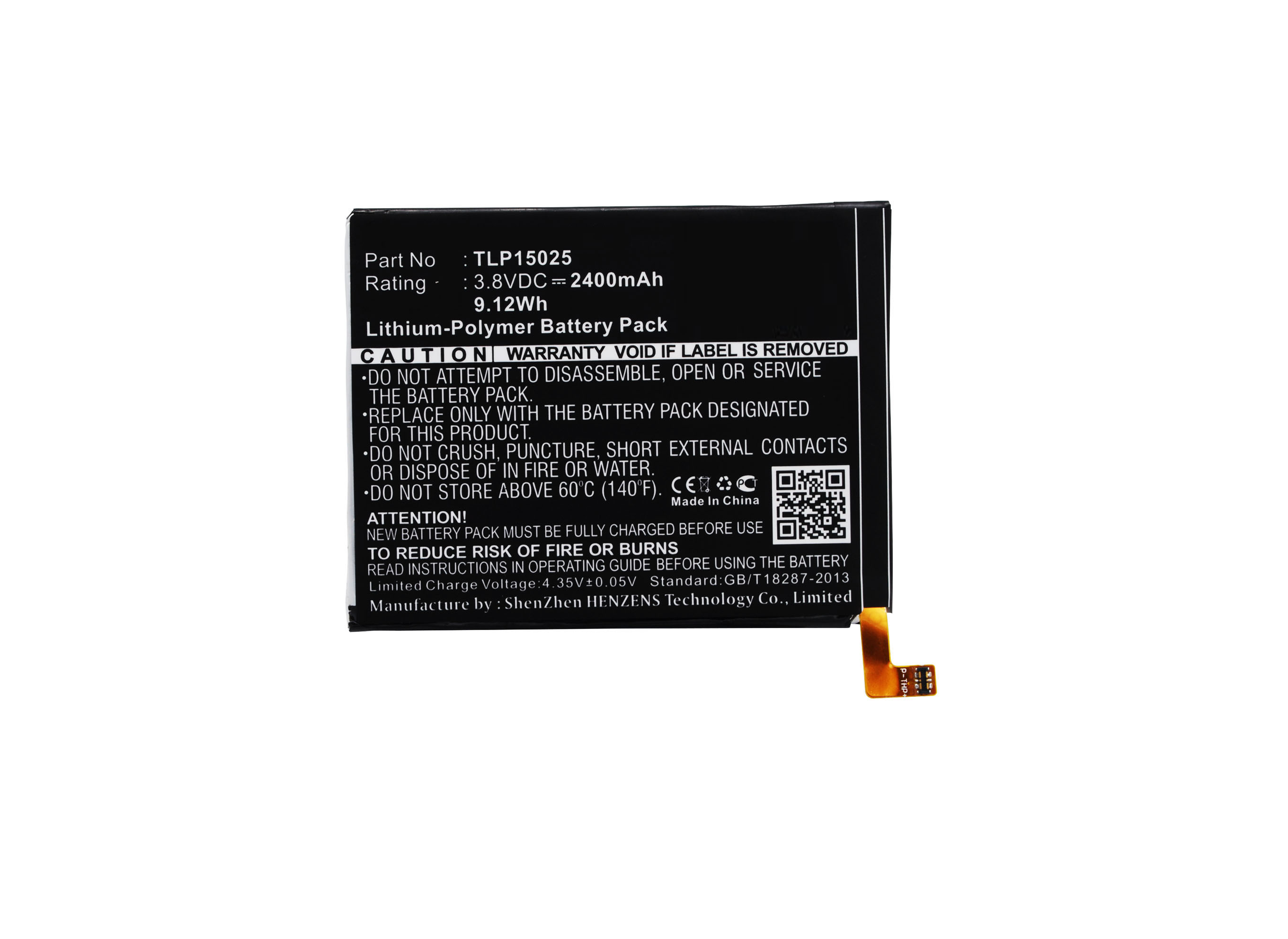 Synergy Digital Battery Compatible With BLU TLP15025 Cellphone Battery - (Li-Pol, 3.8V, 2400 mAh / 9.12Wh)